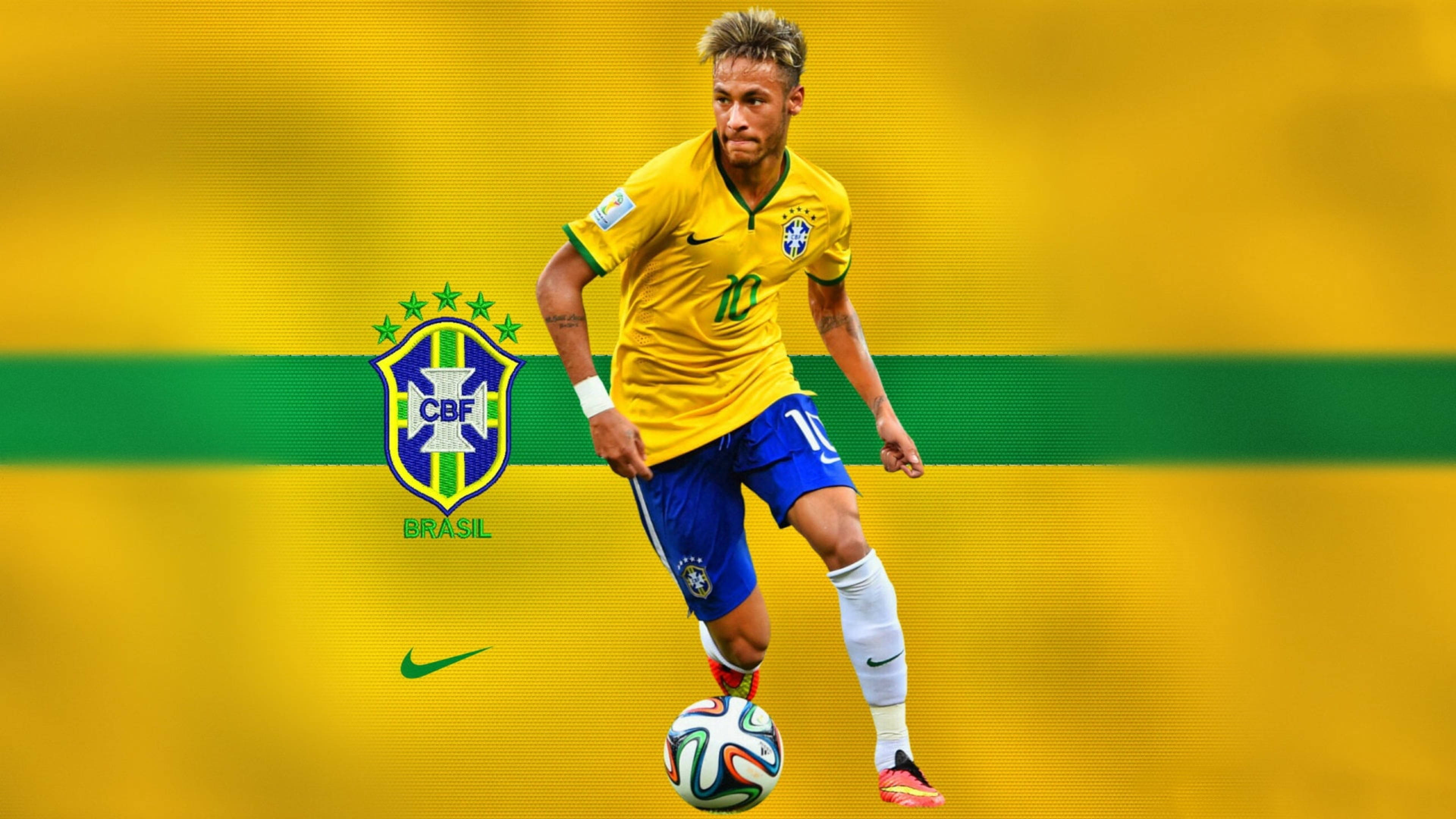 Neymar 4K Akiwa na Nembo ya CBF Picha ya Ukuta