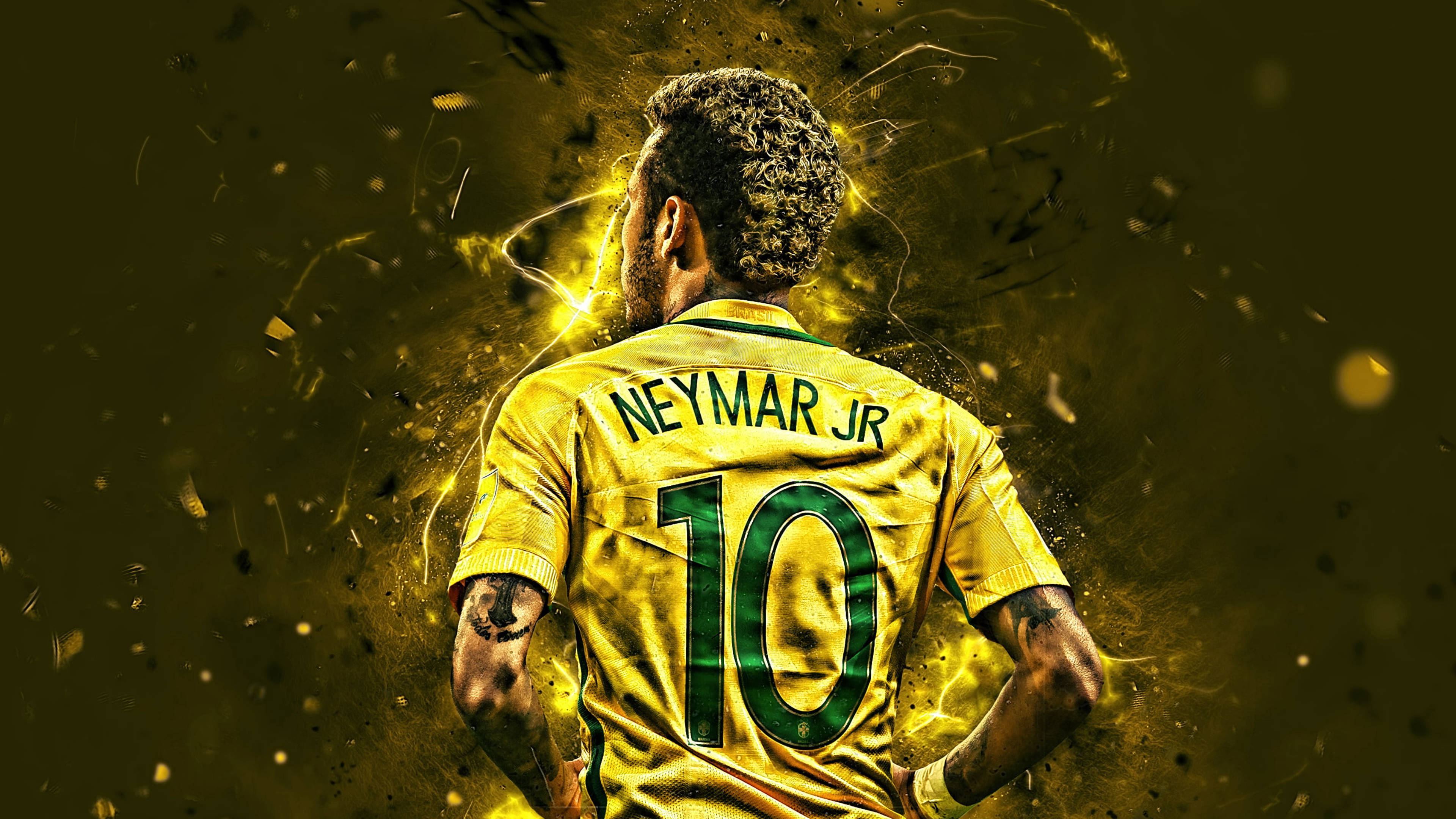 Neymar 4K Neon Njano Edit Picha ya Ukuta