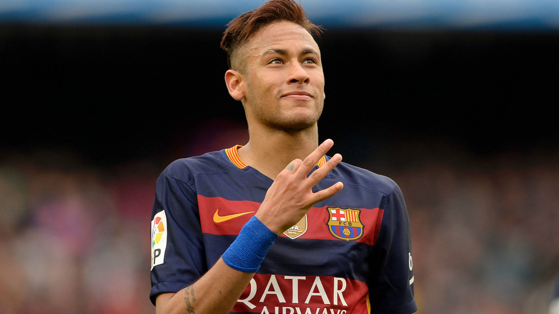 Neymar Akisherehekea Goli katika FC Barcelona Picha ya Ukuta