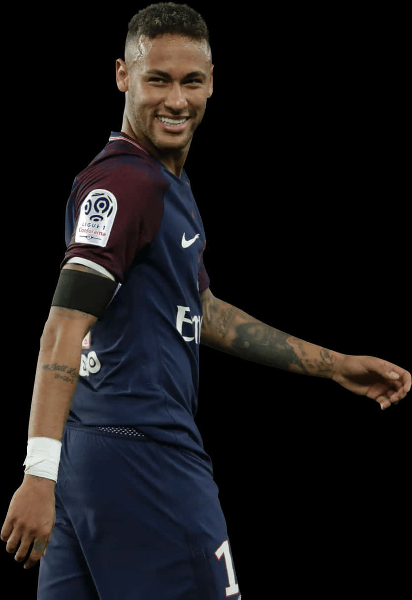 Neymar Akitabasamu Katika Jezi ya Paris Saint Germain Picha ya Ukuta