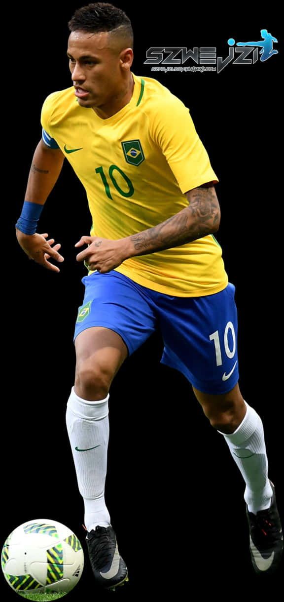 Neymar Brazil Namba 10 Akidribu Picha ya Ukuta