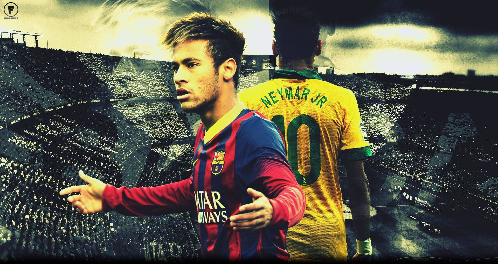 Neymar katika Jezi za Barca na CBF Picha ya Ukuta