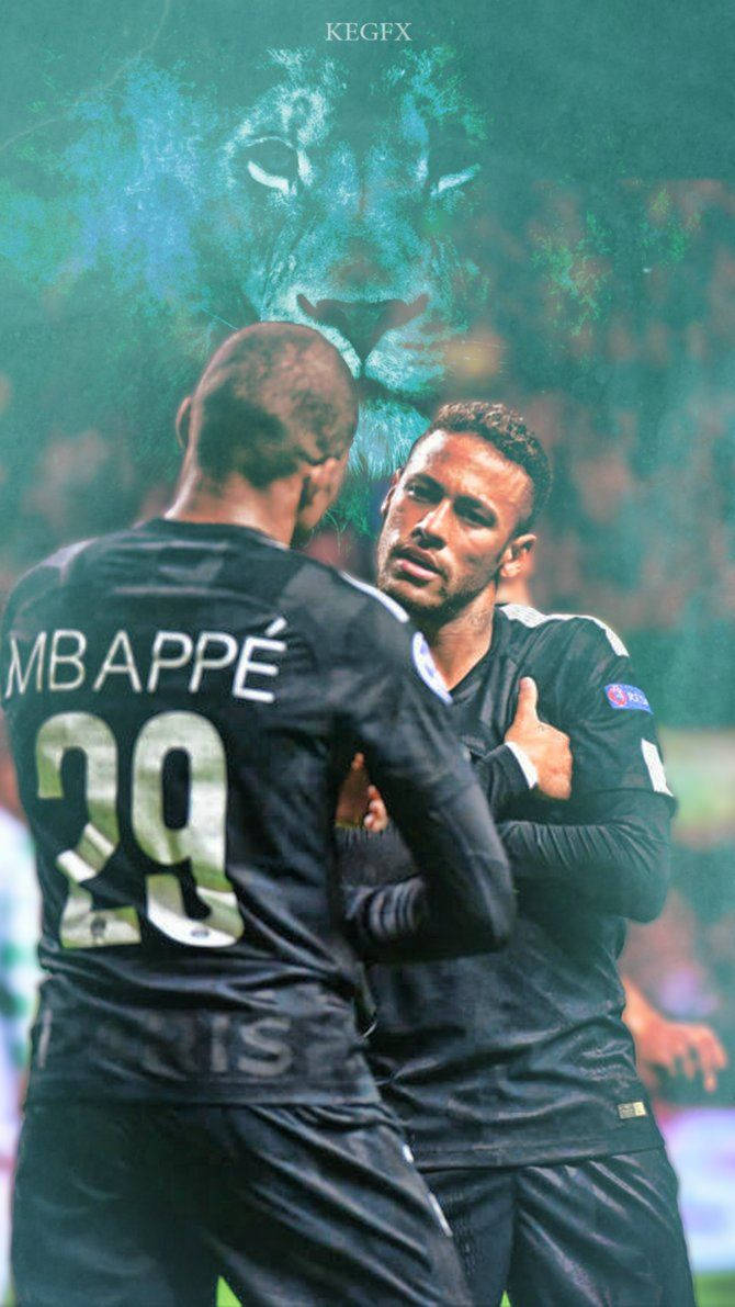 Neymar (kushoto) na Mbappe (kulia) wa Paris Saint-Germain Picha ya Ukuta