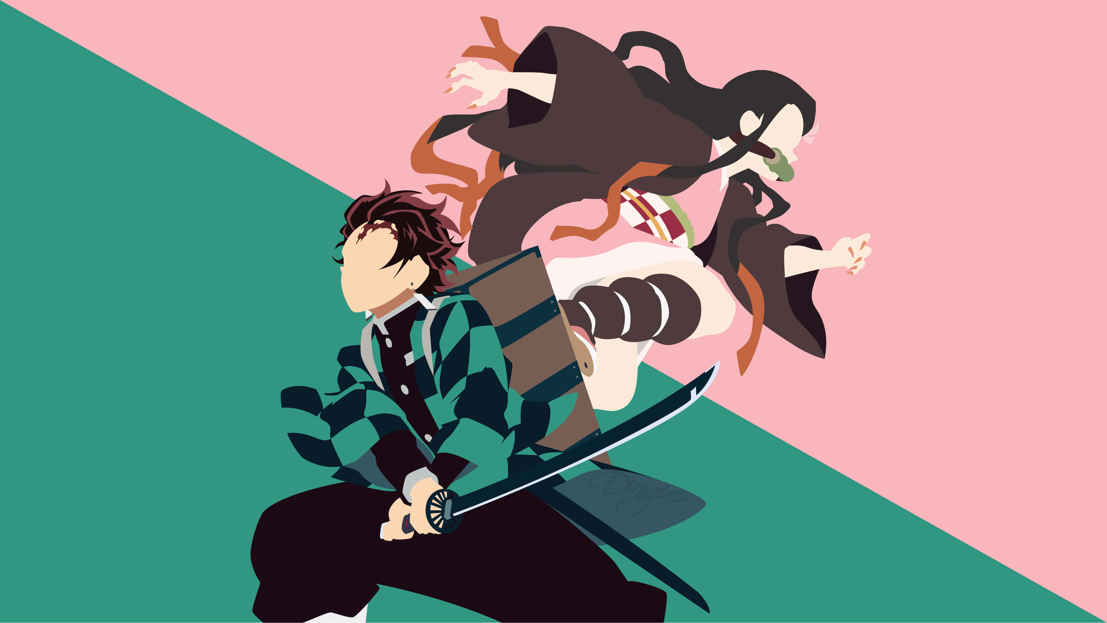 Nezuko Akiruka Kutoka Kwenye Sanduku Lake Mandharinyuma ya Demon Slayer Picha ya Ukuta
