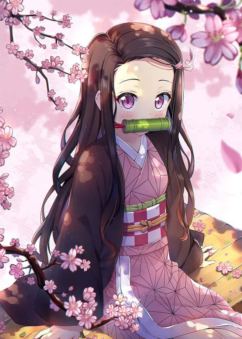Nezuko Kamado Mrembo Aesthetic ya Sakura Picha ya Ukuta