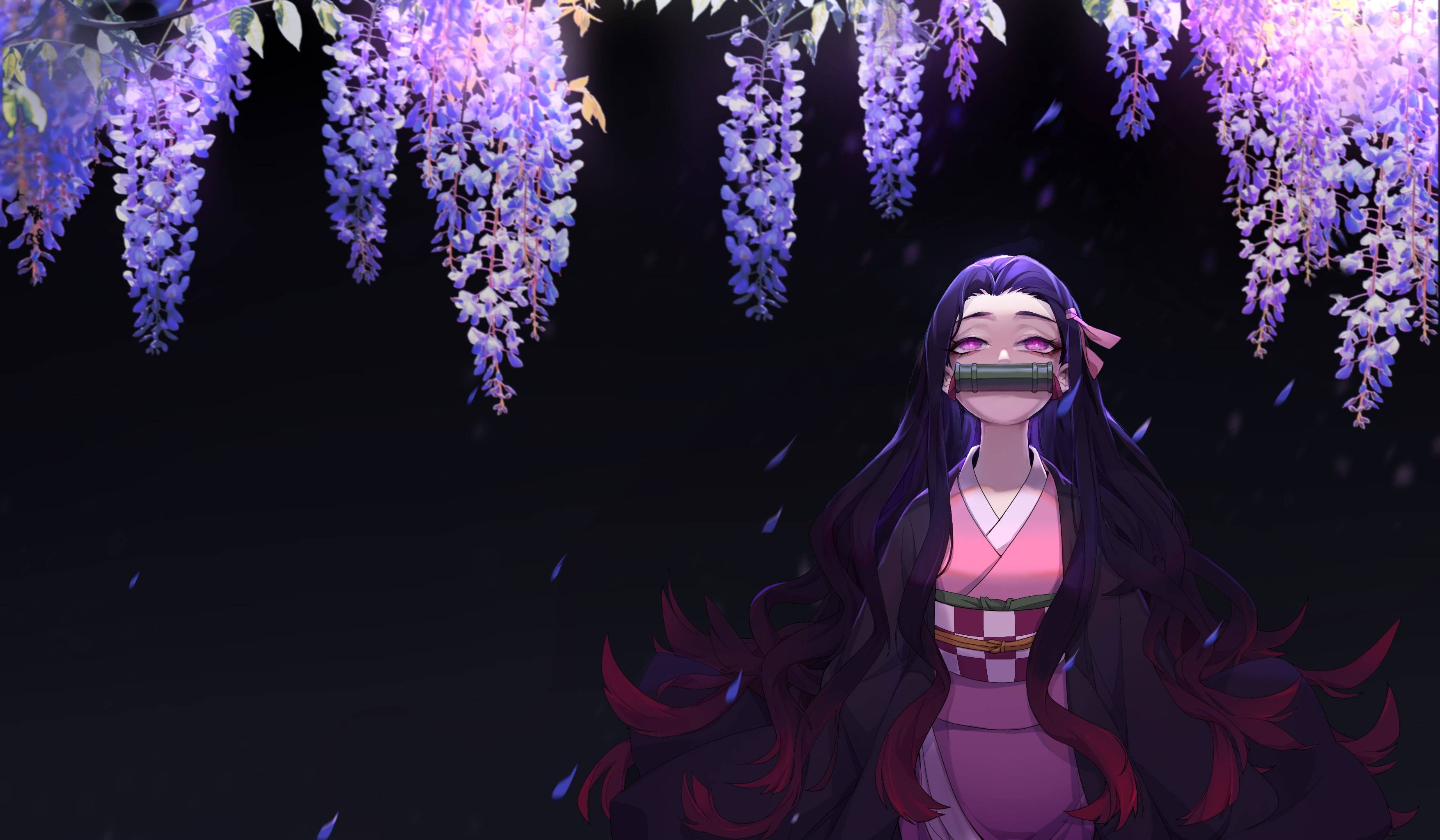 Nezuko Wisteria 4K ya Demon Slayer Picha ya Ukuta
