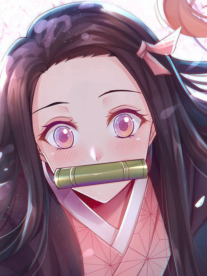 Nezuko ya Demon Slayer Upande wa Karibu Picha ya Ukuta
