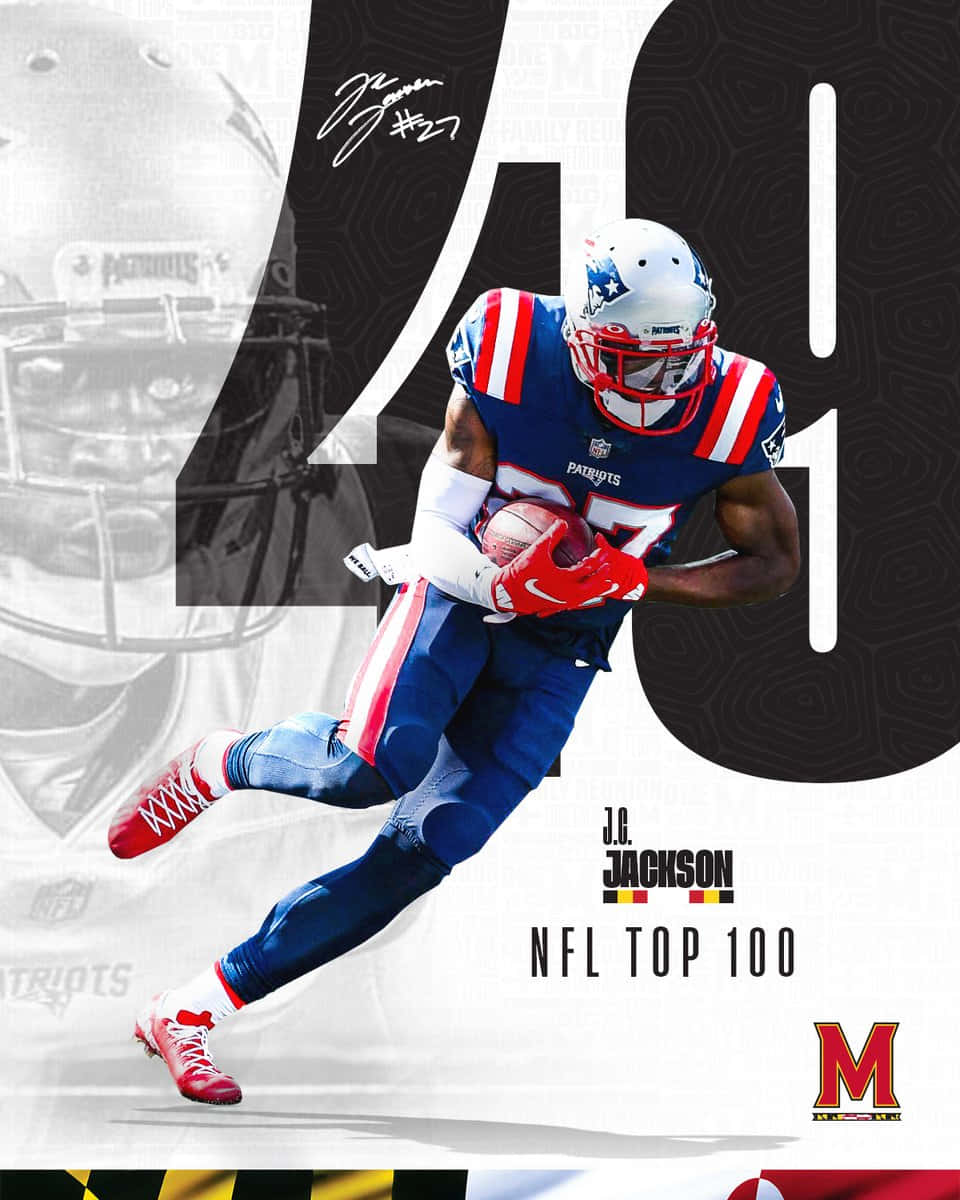 NFL Top 100 2021 Rank 49 Mchezaji wa Kona ya Mwisho wa Mbele JC Jackson Picha ya Ukuta