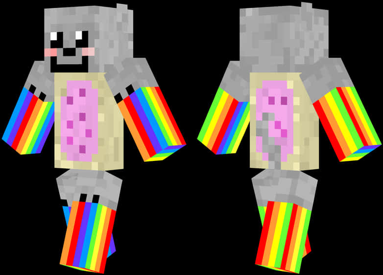 Ngozi ya Minecraft yenye Mikono ya Upinde wa mvua Picha ya Ukuta
