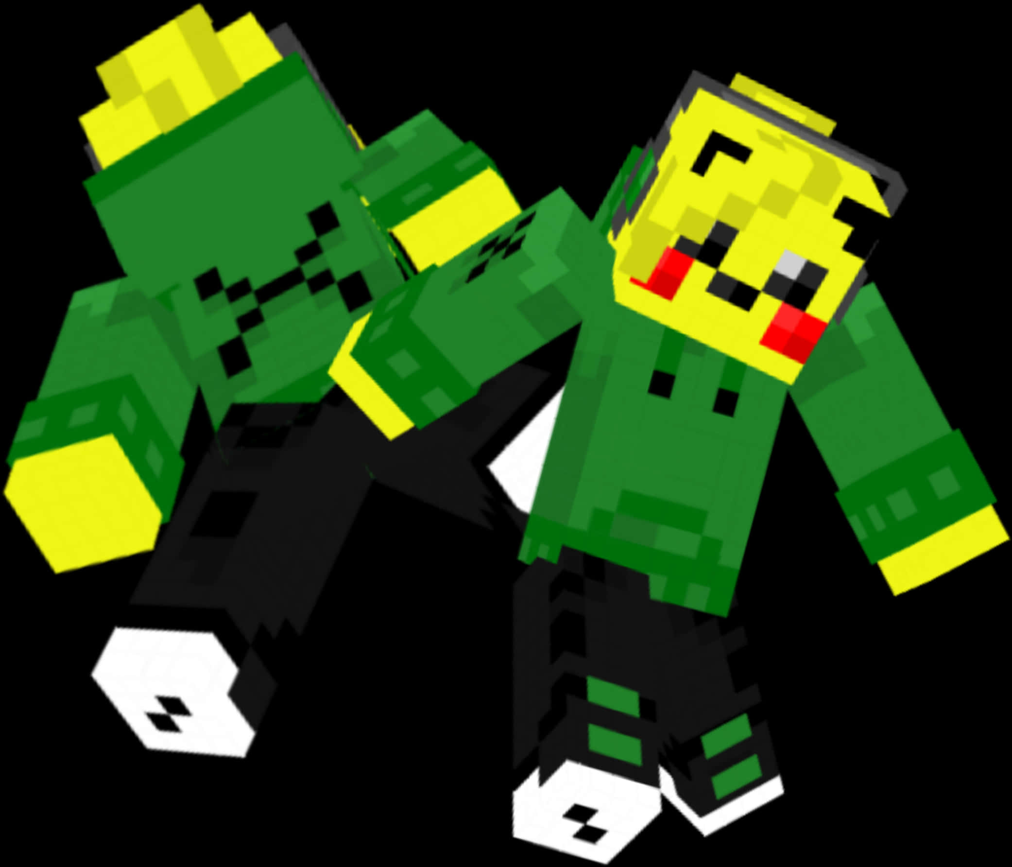 Ngozi za Minecraft_ Wahusika wa Pikseli wa Kijani Picha ya Ukuta
