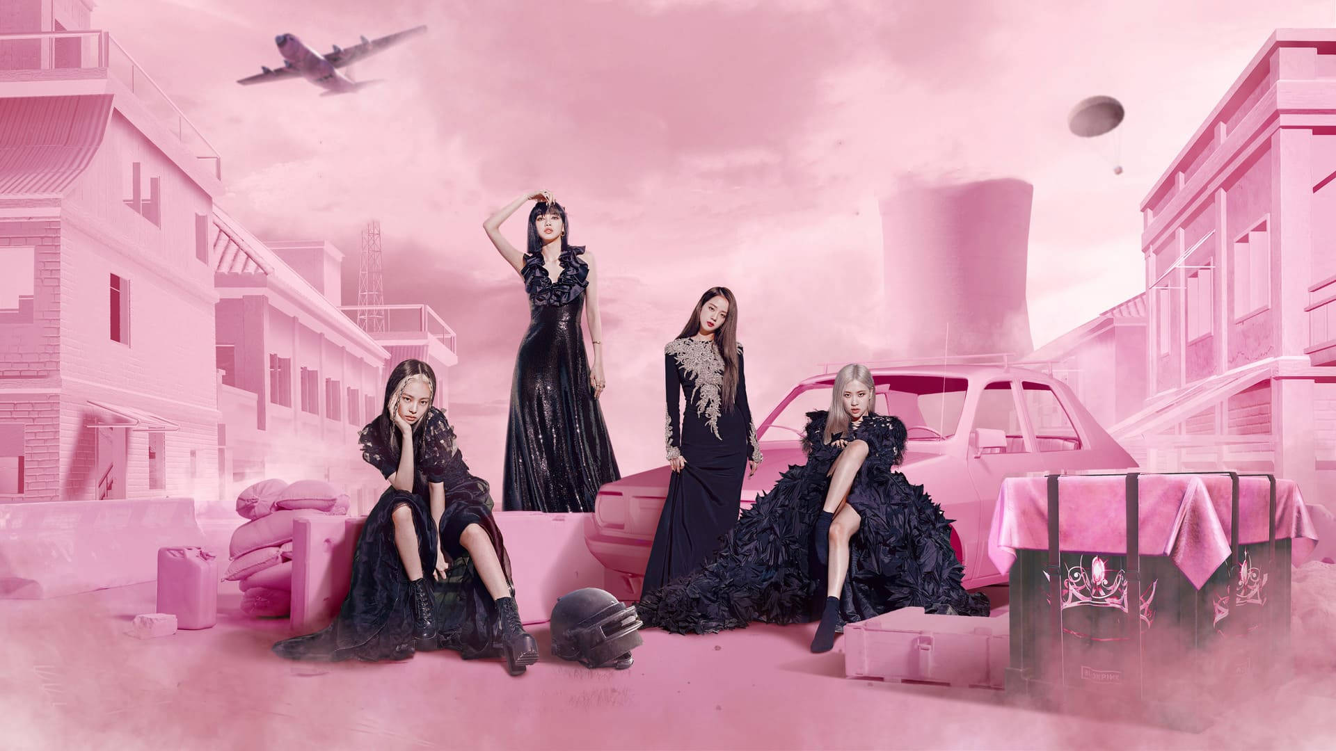 Nguo Nyeusi Blackpink Kompyuta Picha ya Ukuta