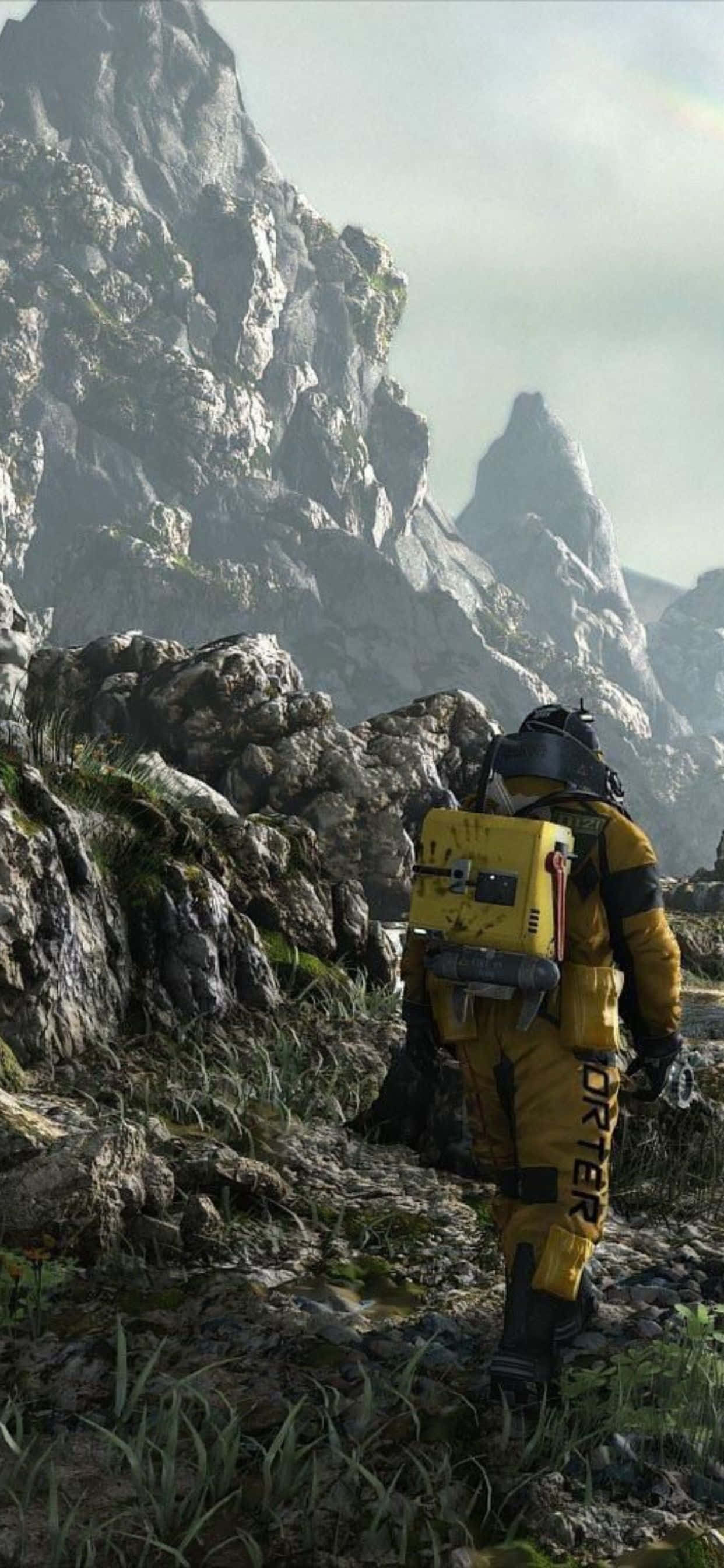 Nguvu isiyo ya dunia inaishi katika iPhone Xs Max yenye Death Stranding Picha ya Ukuta