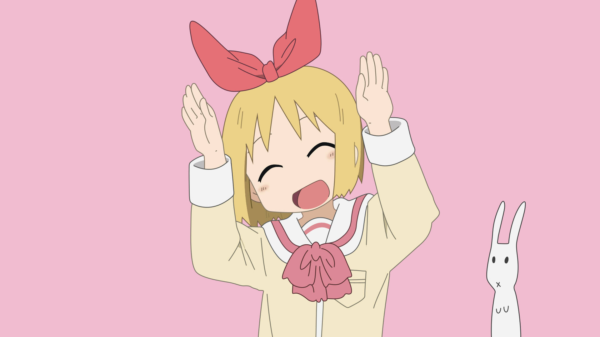 Nichijou Haruna Mwenye Furaha na Kituu Picha ya Ukuta