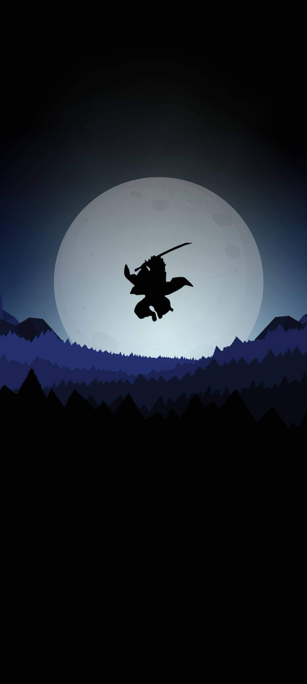 Ninja Mwenye Siri Chini ya Mwanga wa Mwezi - Wallpaper ya Simu ya Anime Picha ya Ukuta
