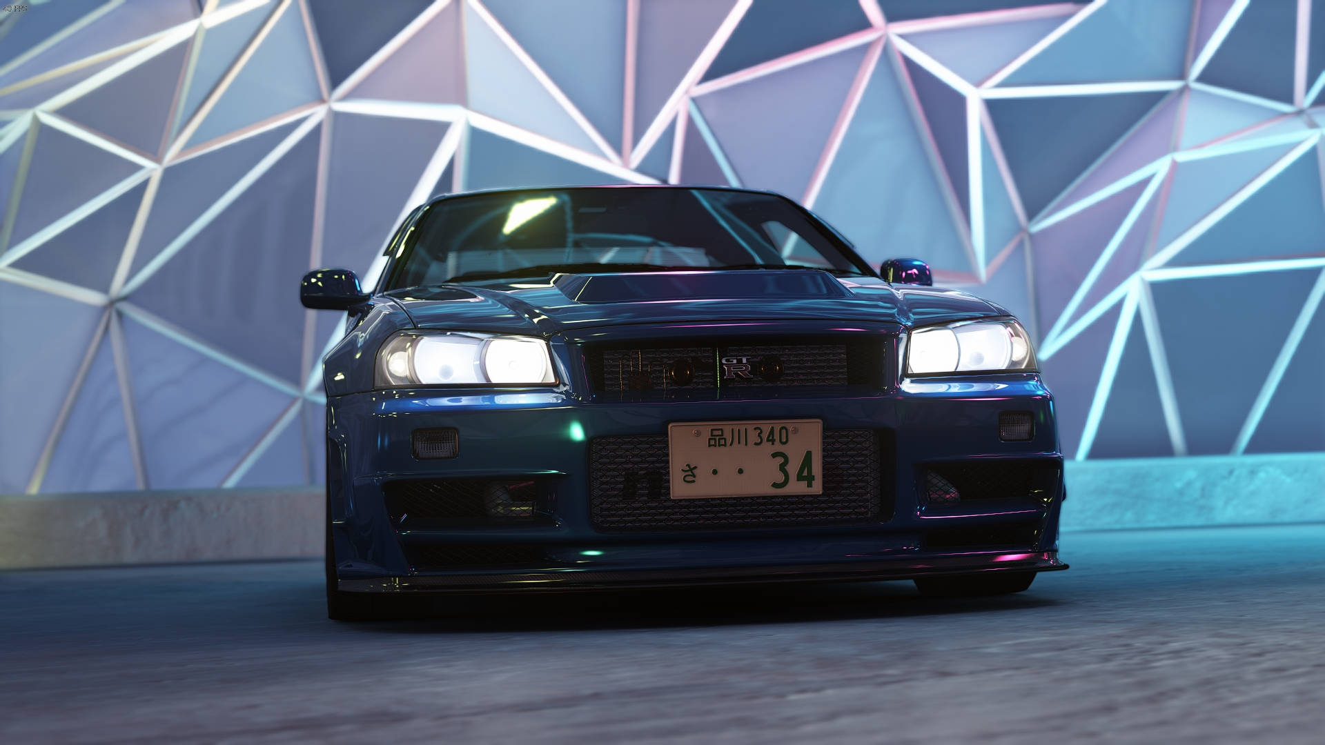 Nissan Skyline GTR R34 Mandhari ya Kijiometri Picha ya Ukuta