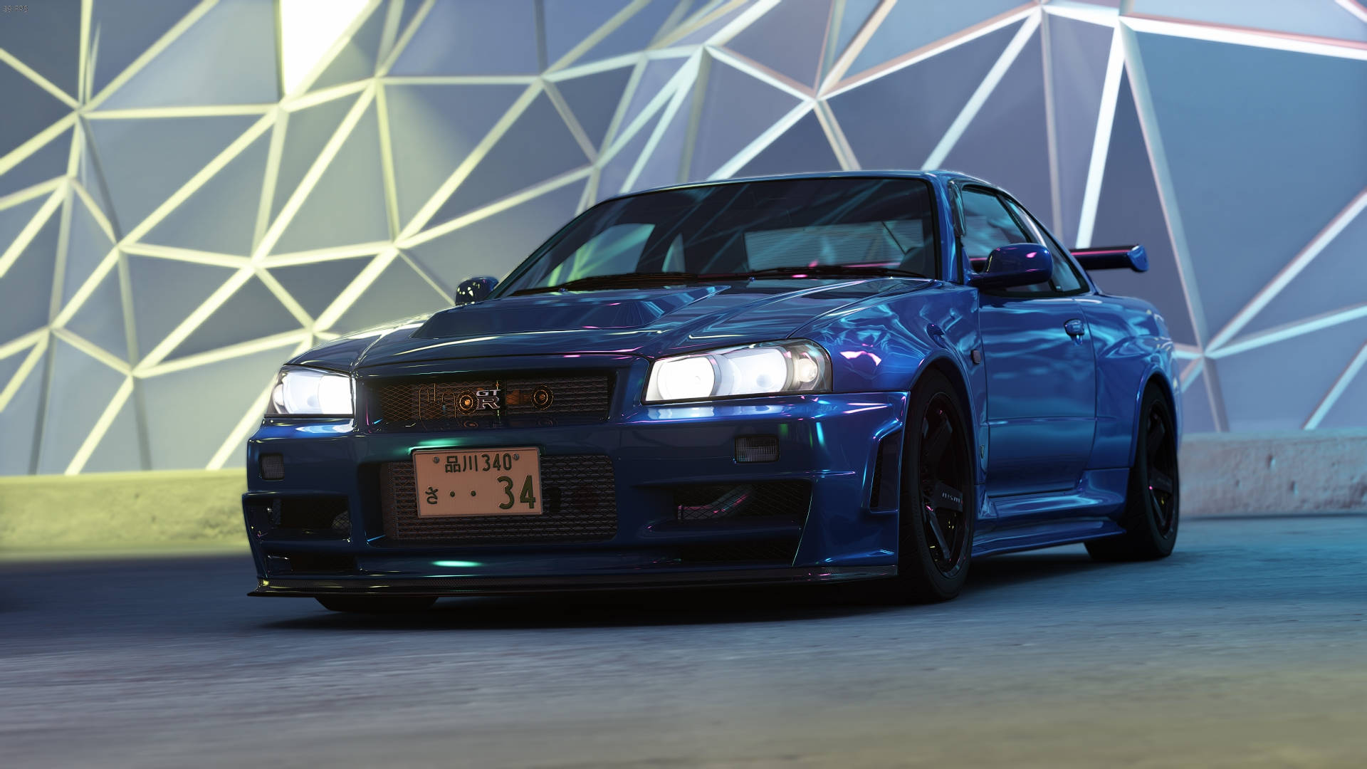 Nissan Skyline GTR R34 ya Bluu Iliyobinafsishwa Picha ya Ukuta