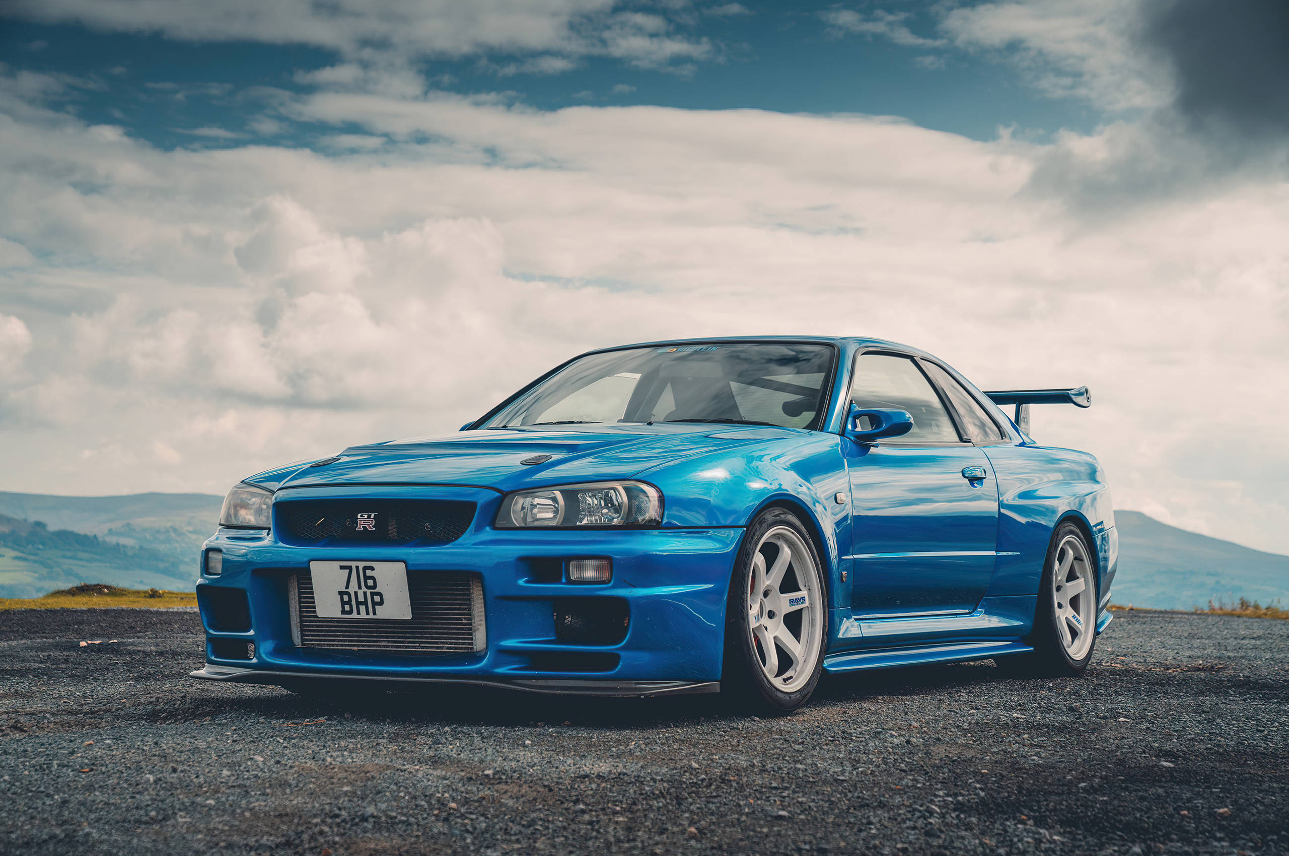 Nissan Skyline GTR R34 ya Turquoise Picha ya Ukuta