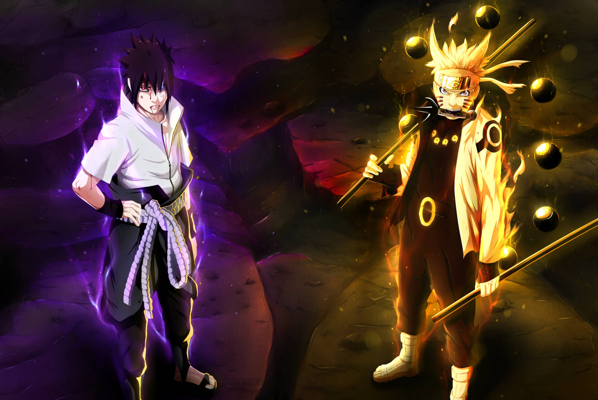 Njia Sita za Sasuke na Naruto Laptop Picha ya Ukuta