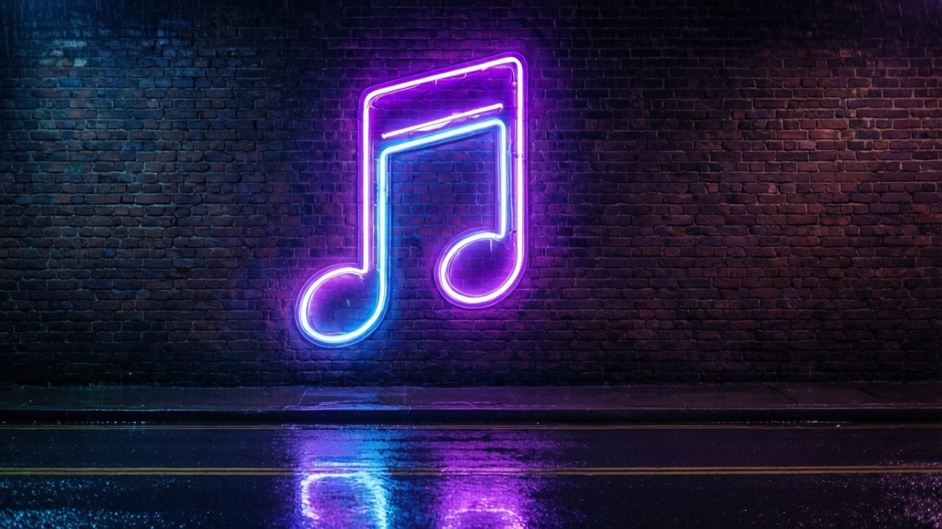 Nota ya Muziki ya Neon Picha ya Ukuta