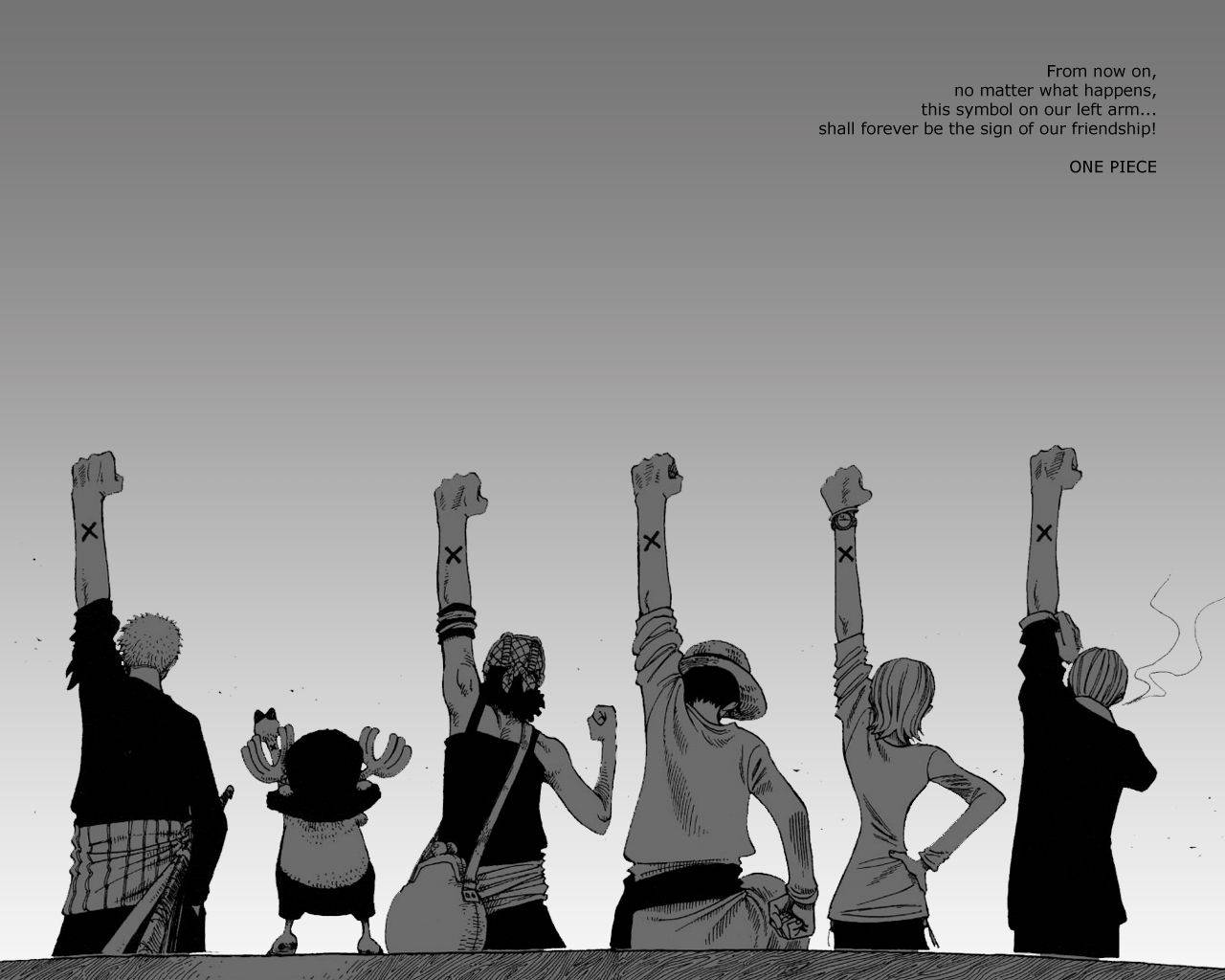 Nukuu ya Urafiki One Piece Desktop Picha ya Ukuta
