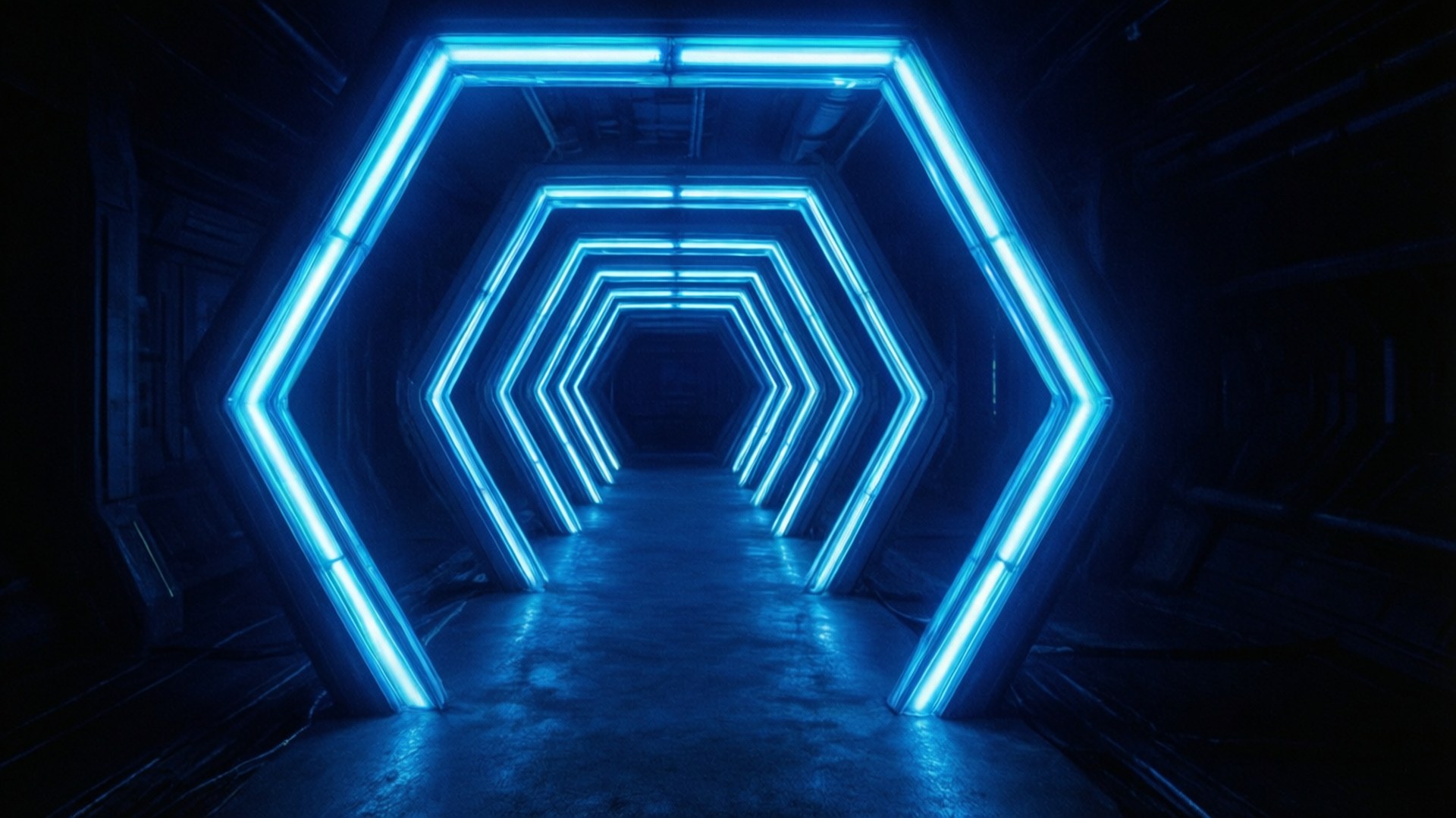 Nundu ya Hexagon ya Neon Picha ya Ukuta