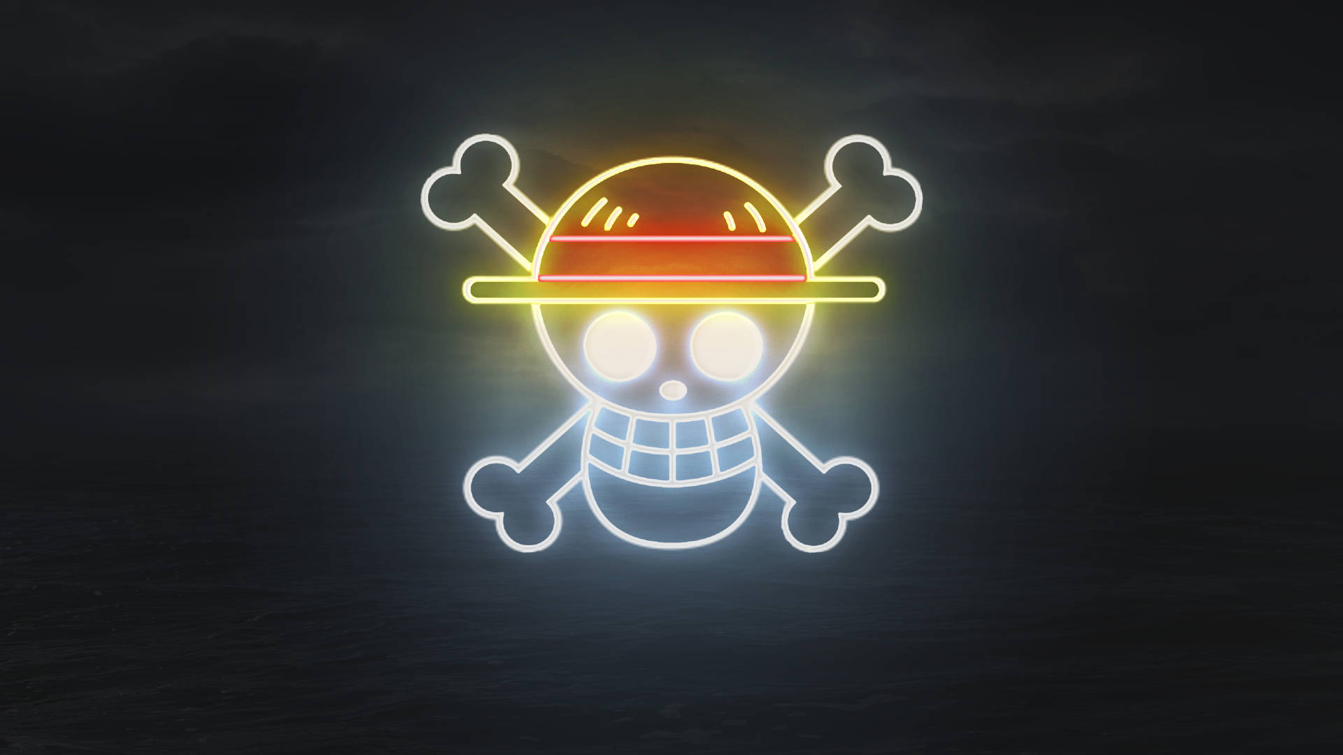 Nuru ya Neon ya Nembo ya One Piece 4K Picha ya Ukuta