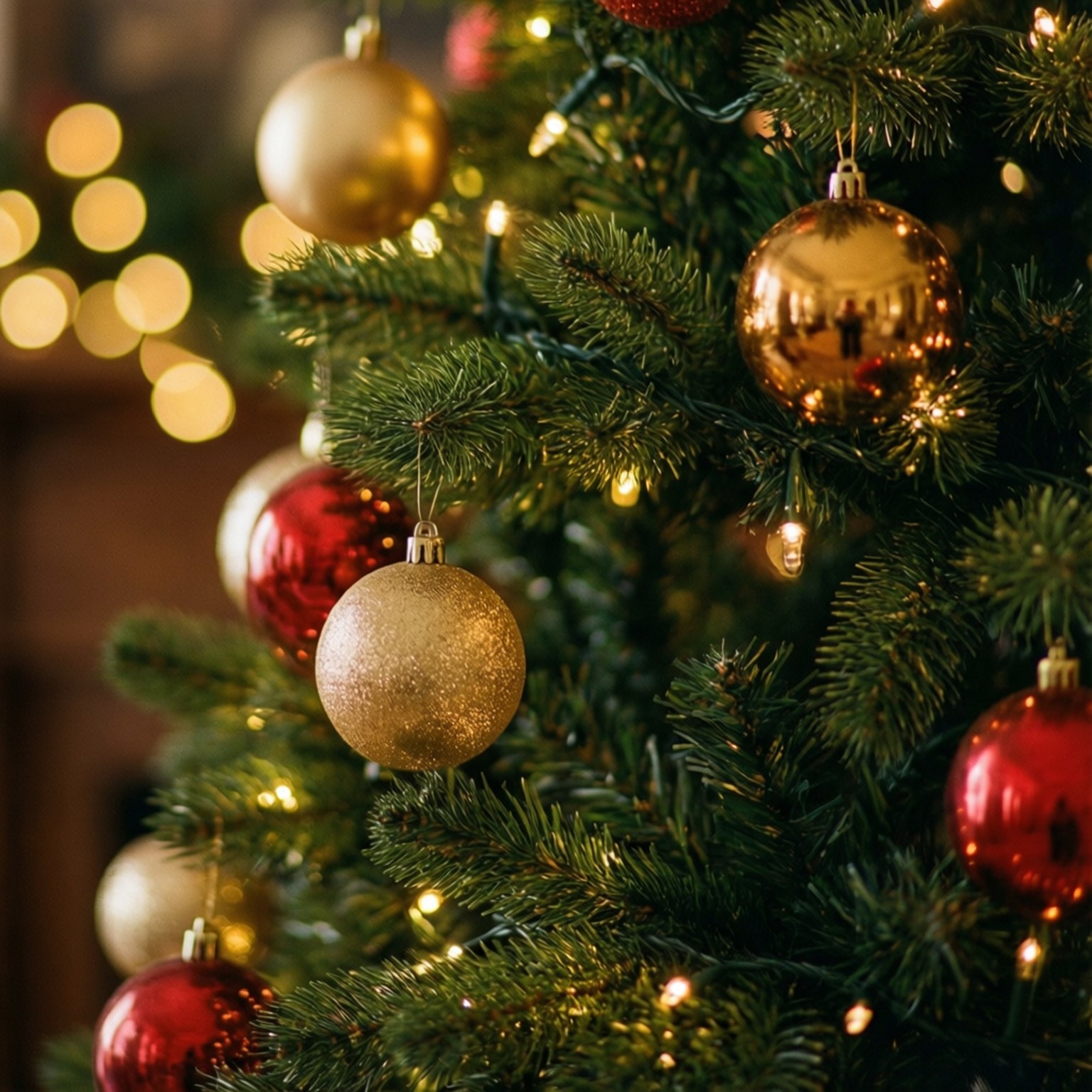 Nuru za Miti ya Krismasi za Kulegea Picha ya Ukuta