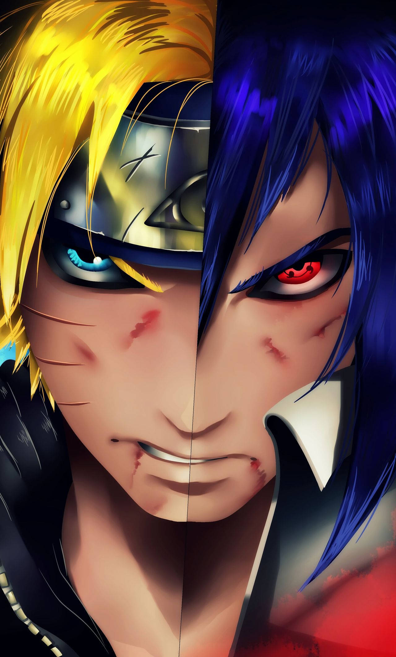 Nusu Uso wa Sasuke Naruto iPhone Picha ya Dijitali Picha ya Ukuta