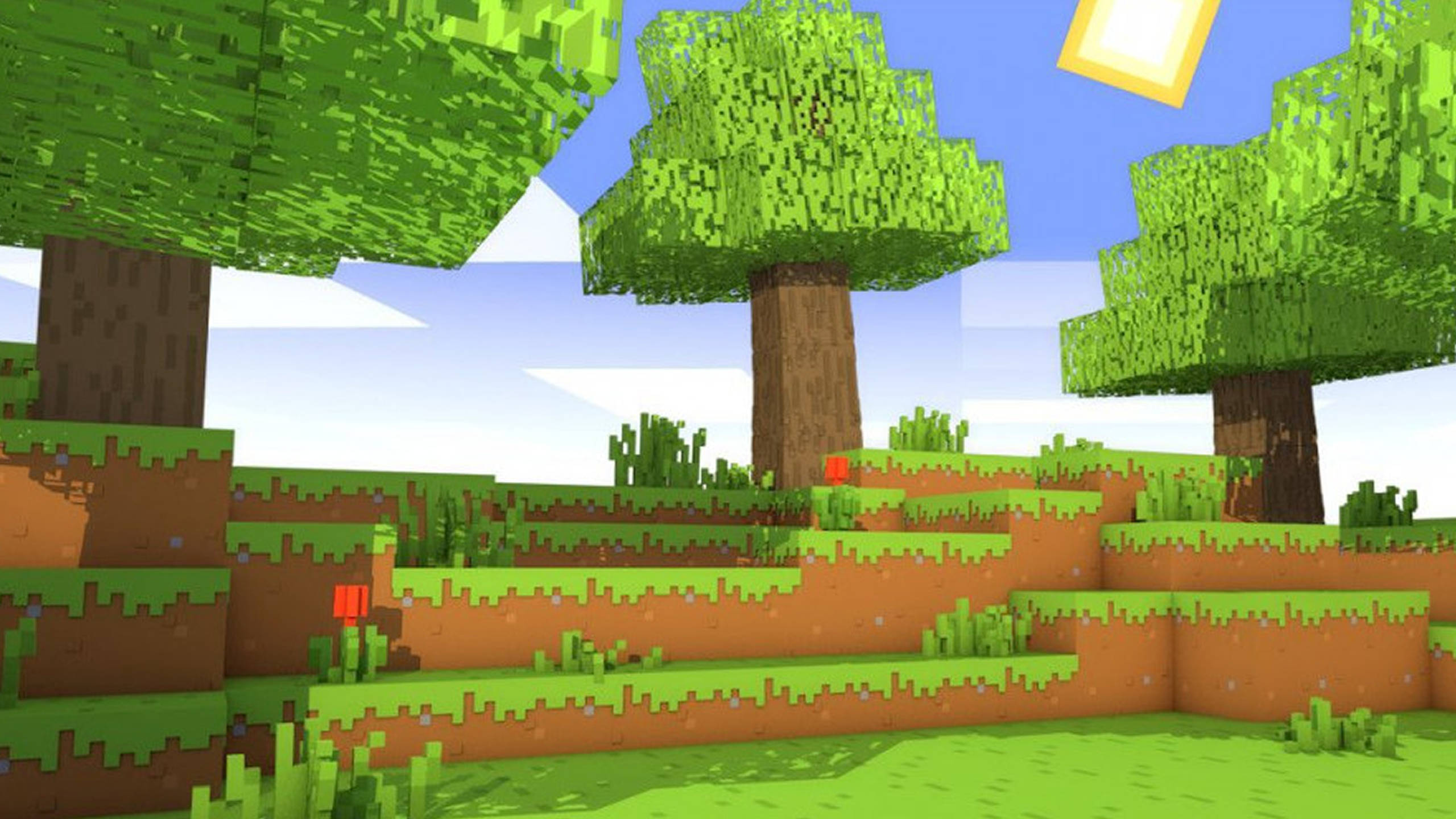 Nyasi na Miti 2560x1440 Minecraft Picha ya Ukuta
