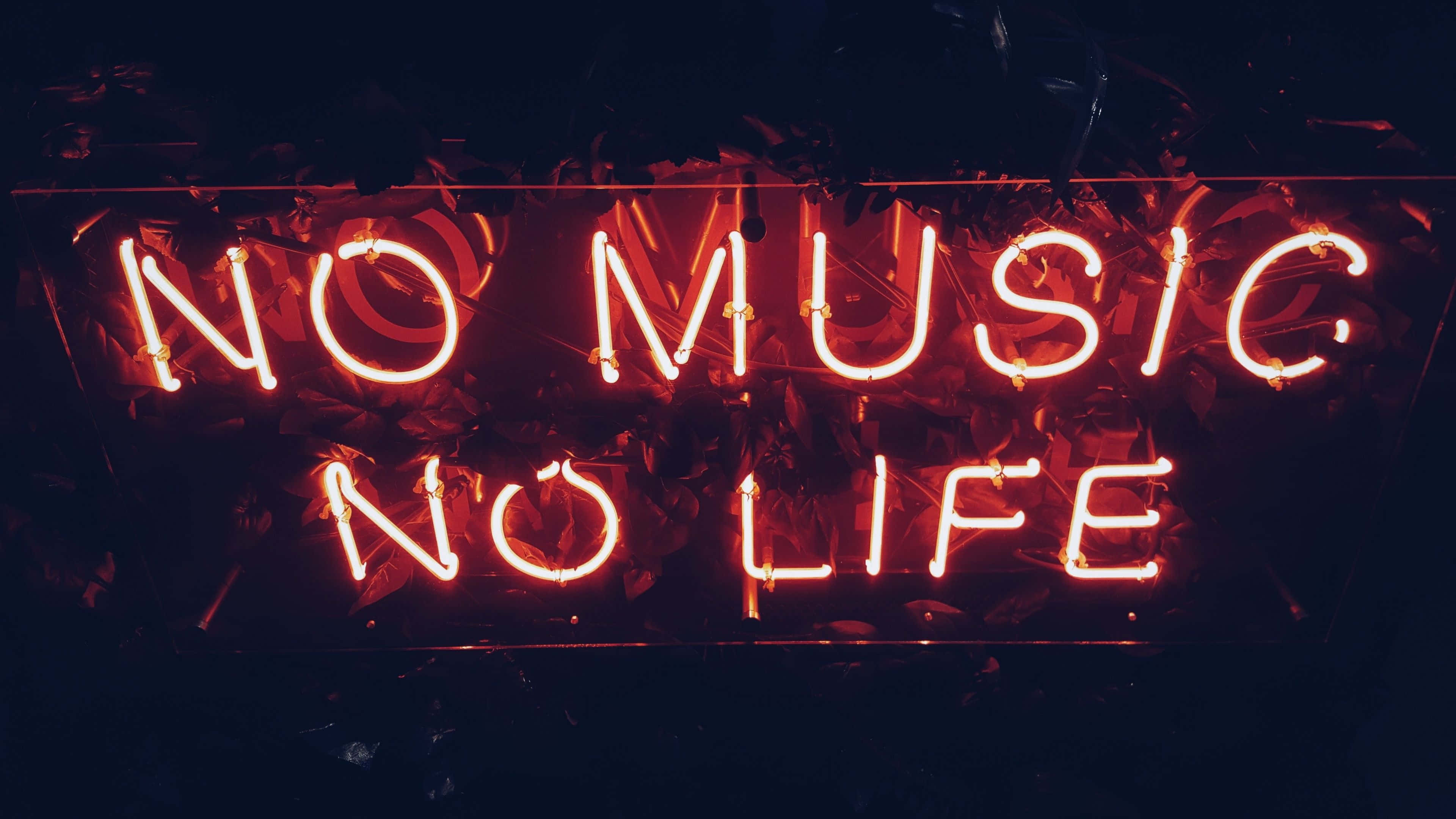 Nyekundu Nyeusi Neon Hakuna Muziki Hakuna Maisha Picha ya Ukuta