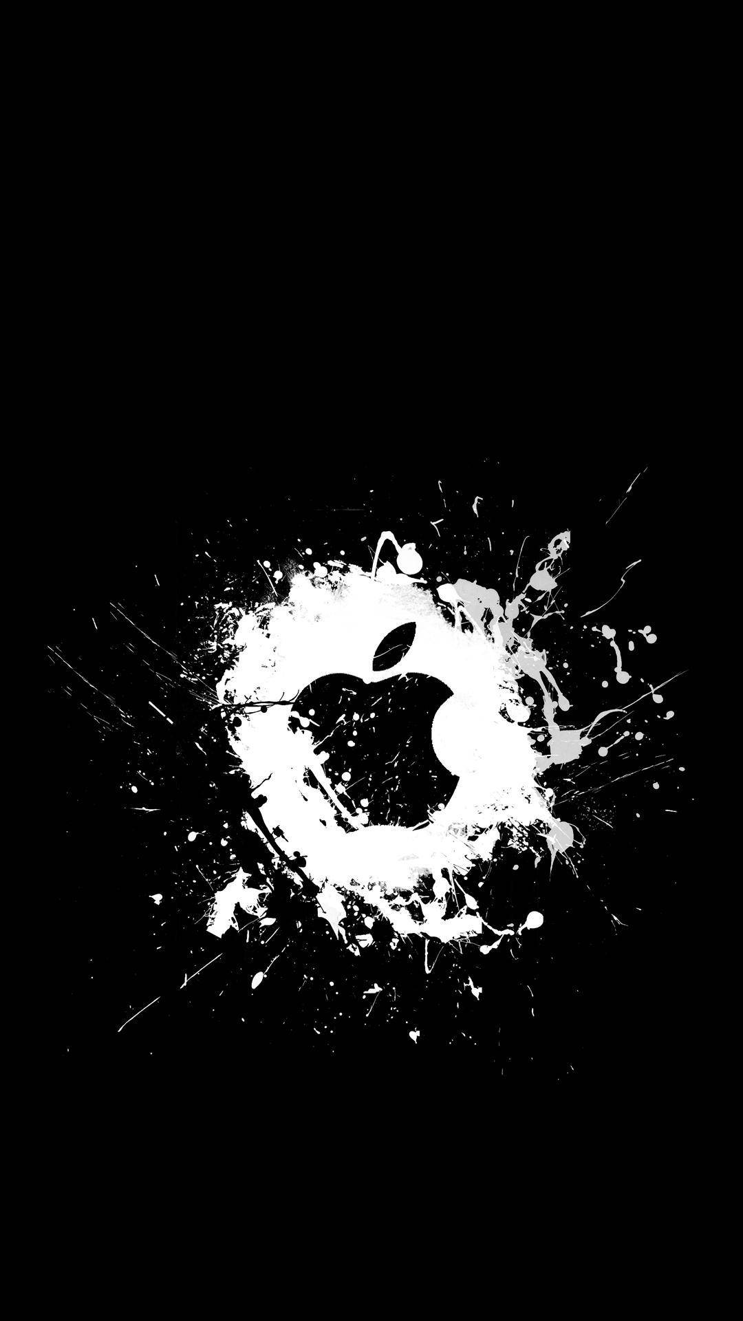 Nyeupe Splash Nyeusi Alama ya Apple iPhone Picha ya Ukuta
