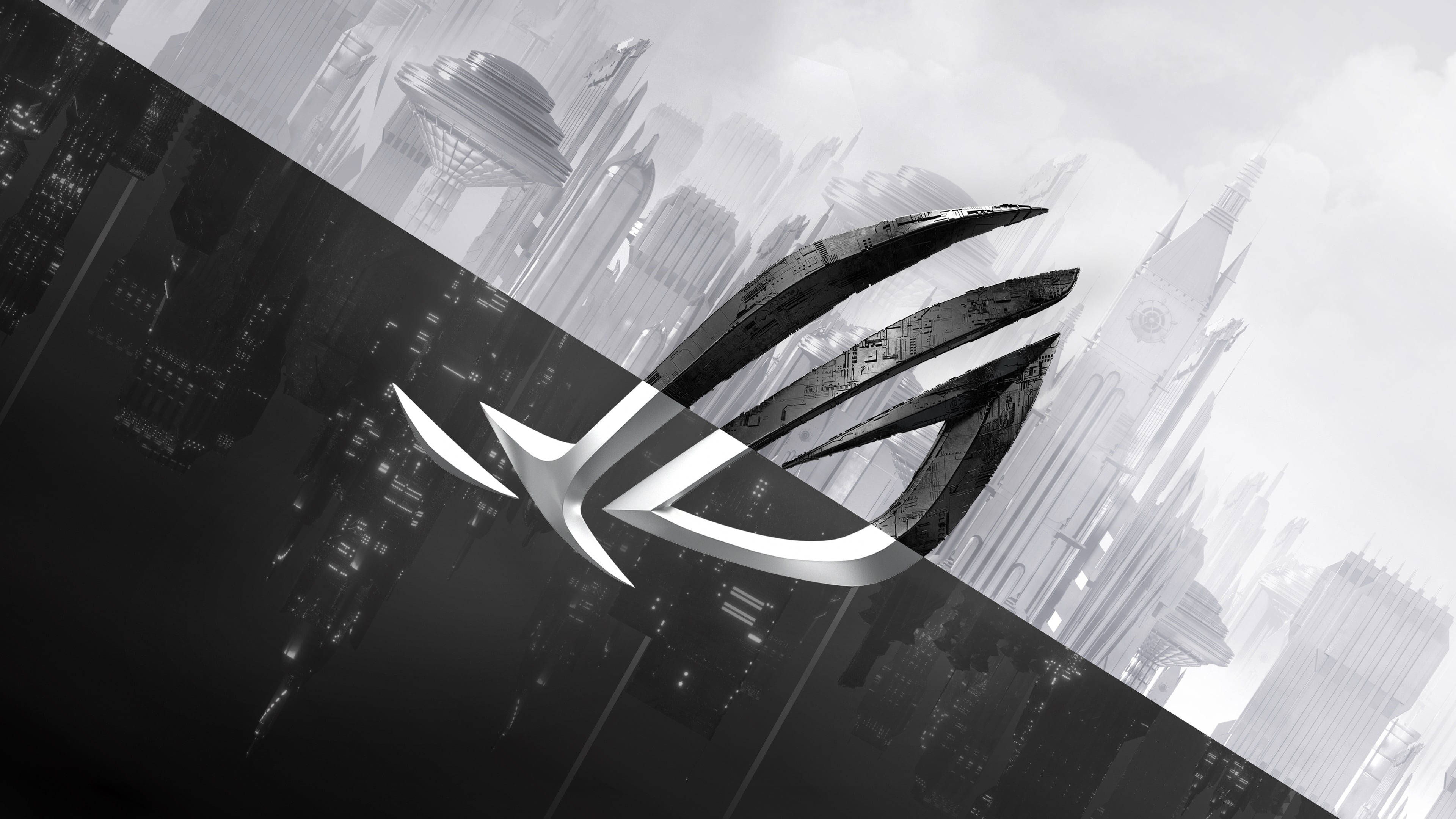 Nyeusi na Nyeupe Nembo ya Laptop ya Michezo ya Asus ROG Picha ya Ukuta