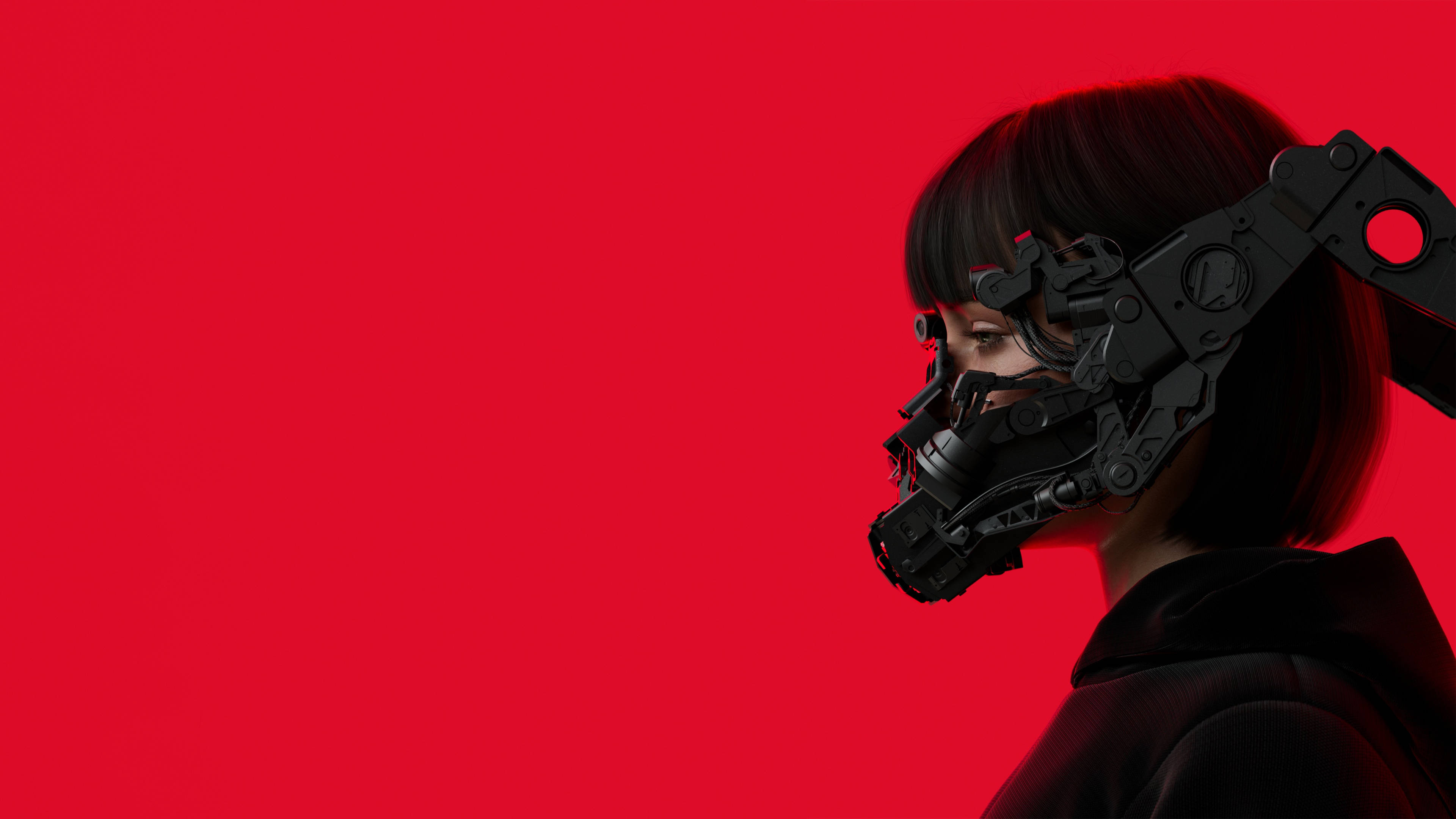 Nyeusi Nyekundu 4K Cyberpunk Picha ya Ukuta
