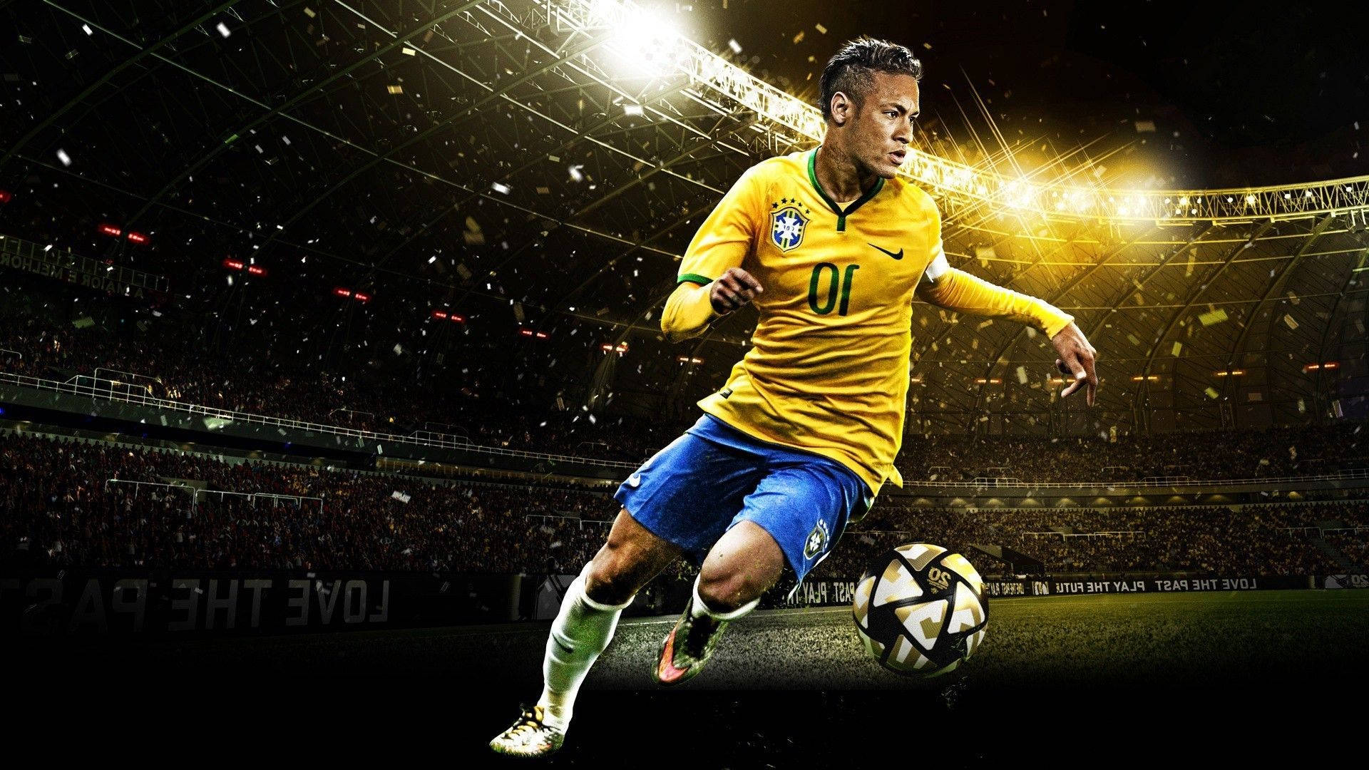 Nyota wa Brazil na Paris Saint-Germain Neymar anaonyesha uchezaji wake wa kipekee wa kudribu Picha ya Ukuta