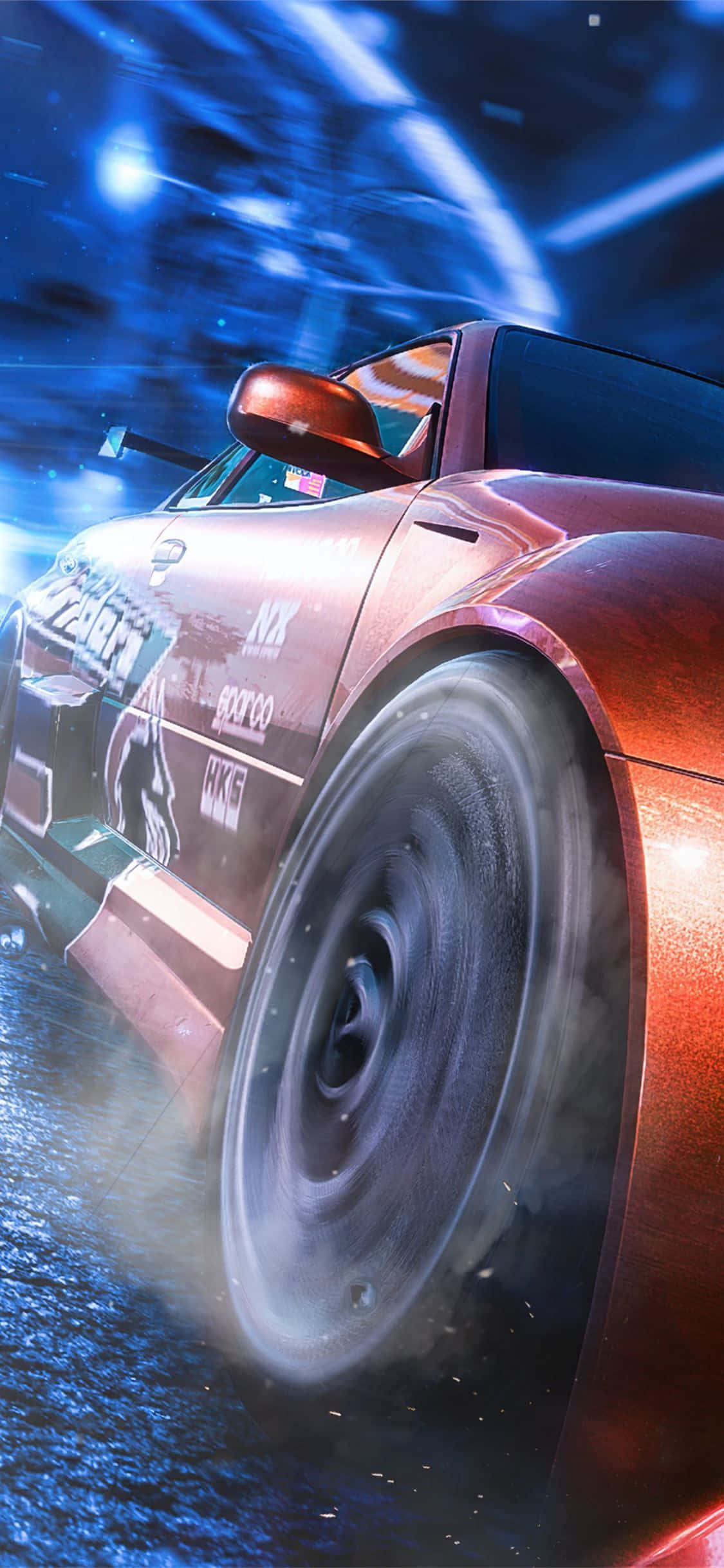 Nyuma ya Need For Speed na Gurudumu la Kuvuta Moshi Picha ya Ukuta