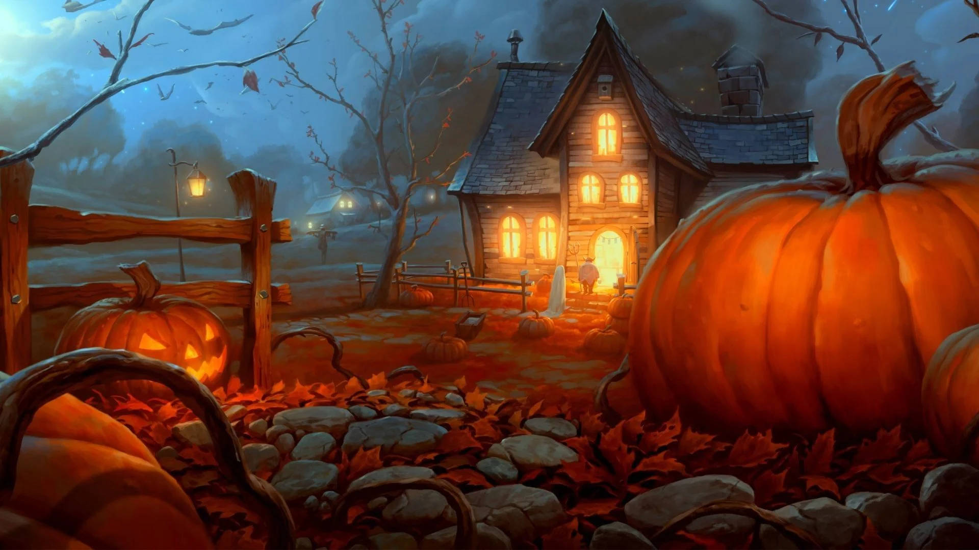 Nyumba ya Halloween ya Kale katika Msitu Picha ya Ukuta