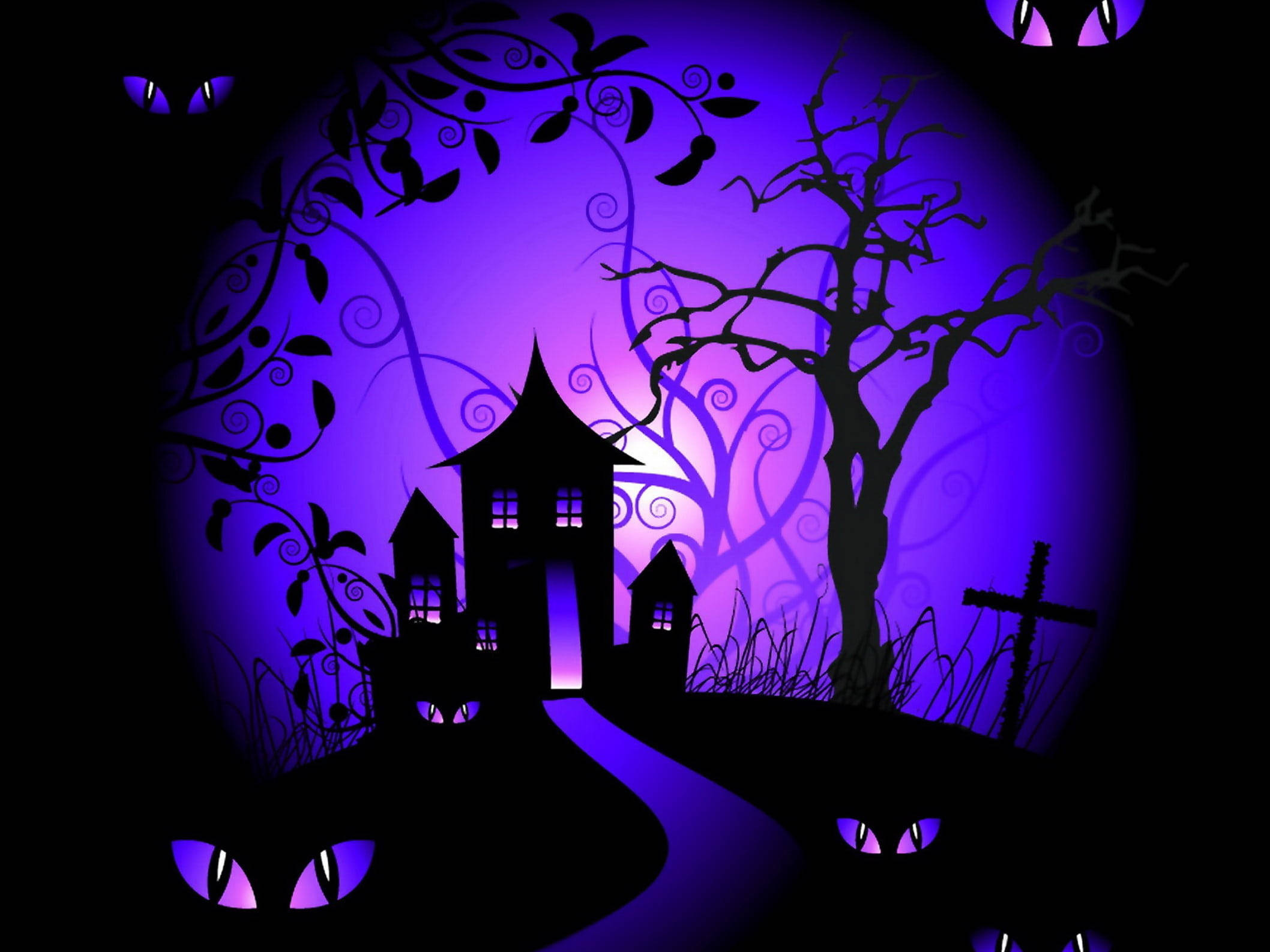 Nyumba ya Kutisha ya Halloween ya Kupendeza Picha ya Ukuta