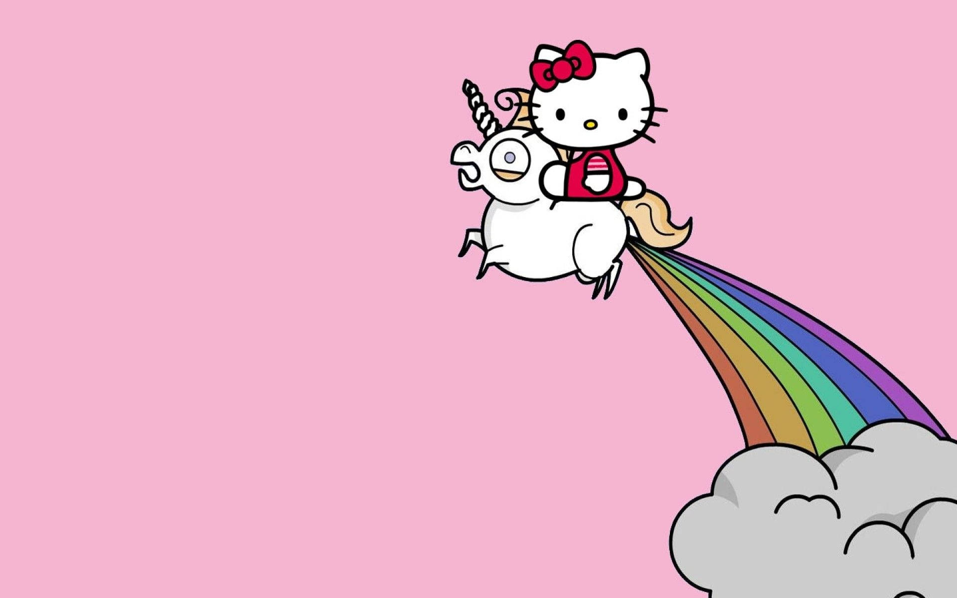 Nyuni-Pembe Wenye Mandhari ya Hello Kitty Picha ya Ukuta