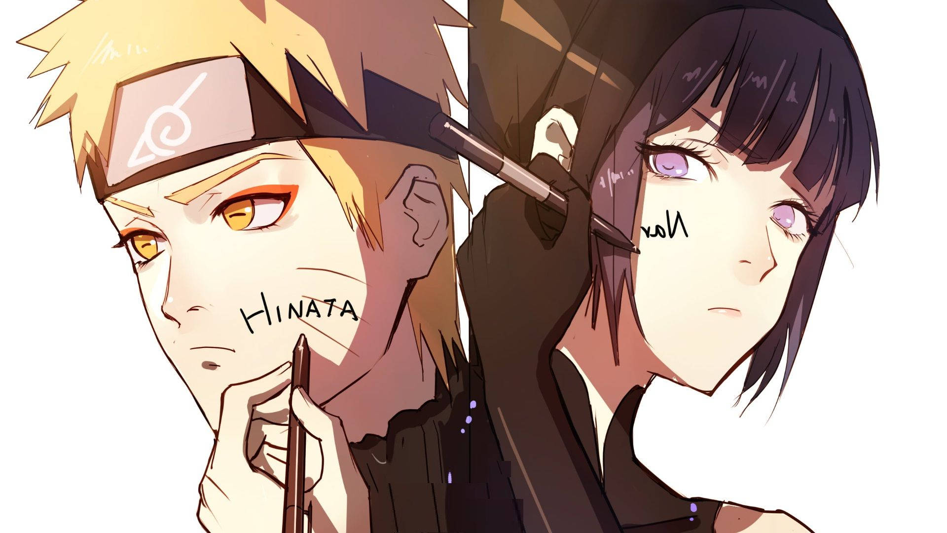 Nyuso za Naruto na Hinata Picha ya Ukuta