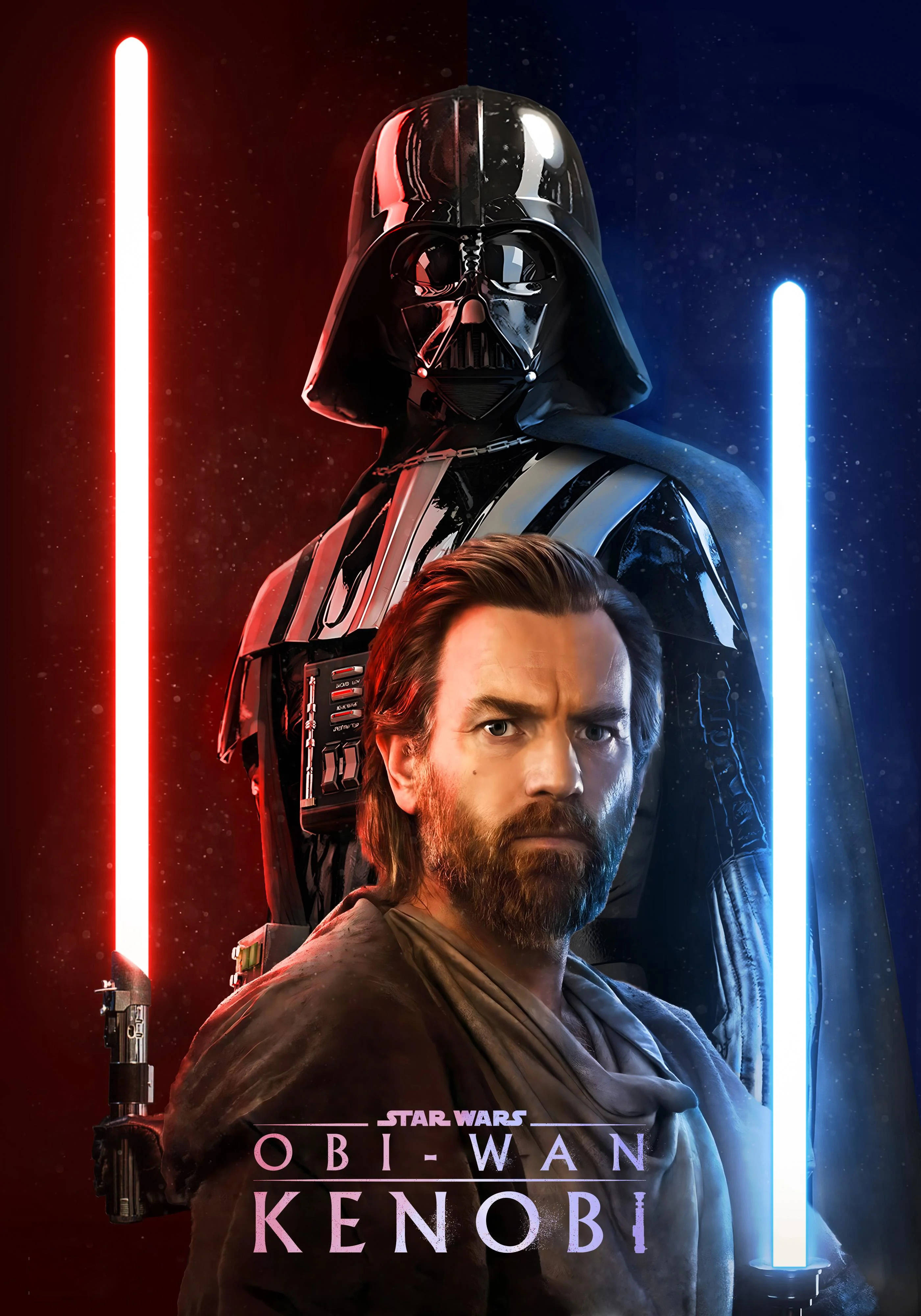 Obi Wan Kenobi Nyekundu na Bluu Picha ya Ukuta