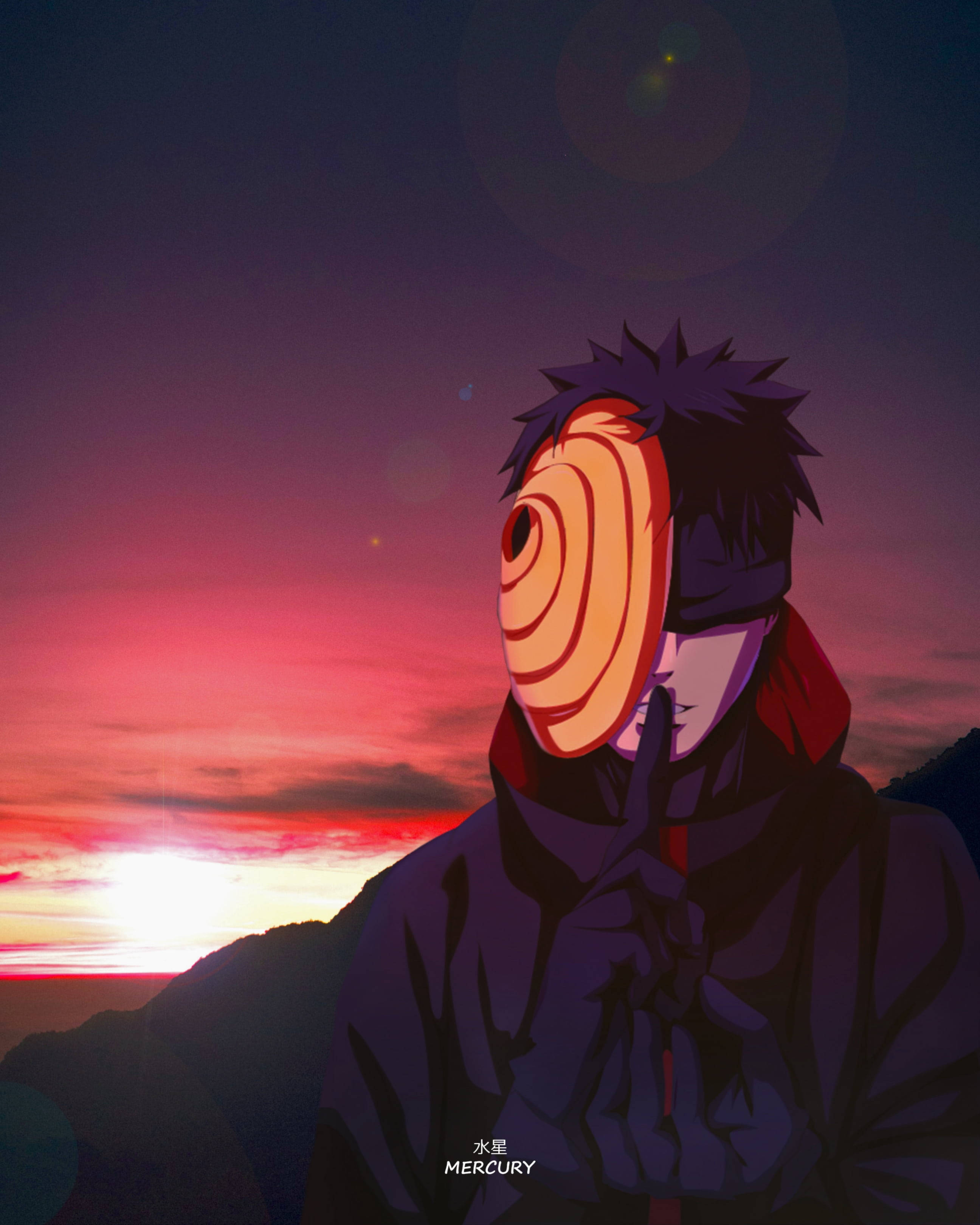 Obito Uchiha Akiwa Amefunikwa Macho Jua Linapozama 4K Picha ya Ukuta