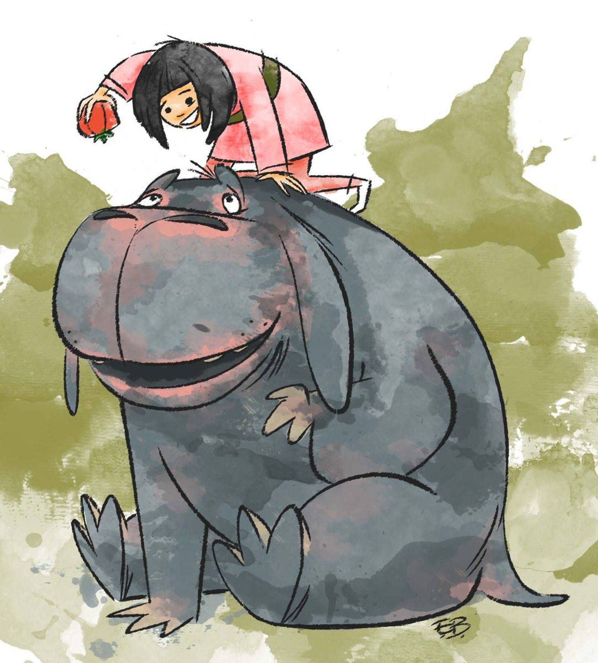 Okja Mchoro wa Blotted Cartoon Picha ya Ukuta