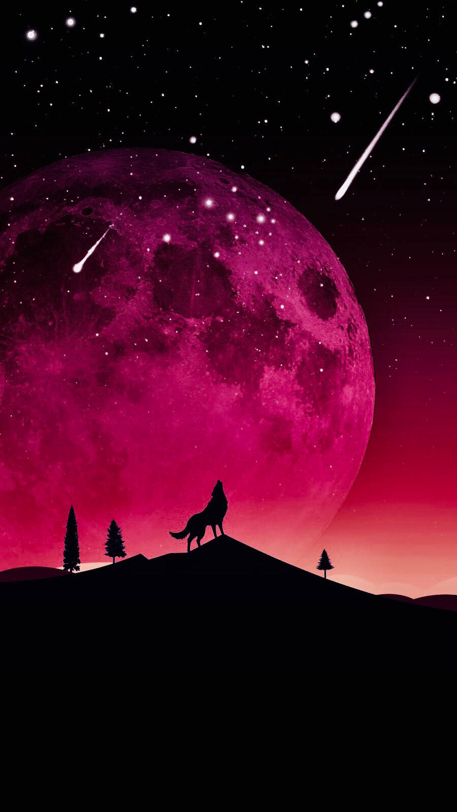 OLED Wolf Moon Picha ya Ukuta