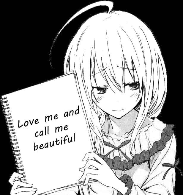 Ombi la Msichana wa Anime Akiwa na Daftari Picha ya Ukuta