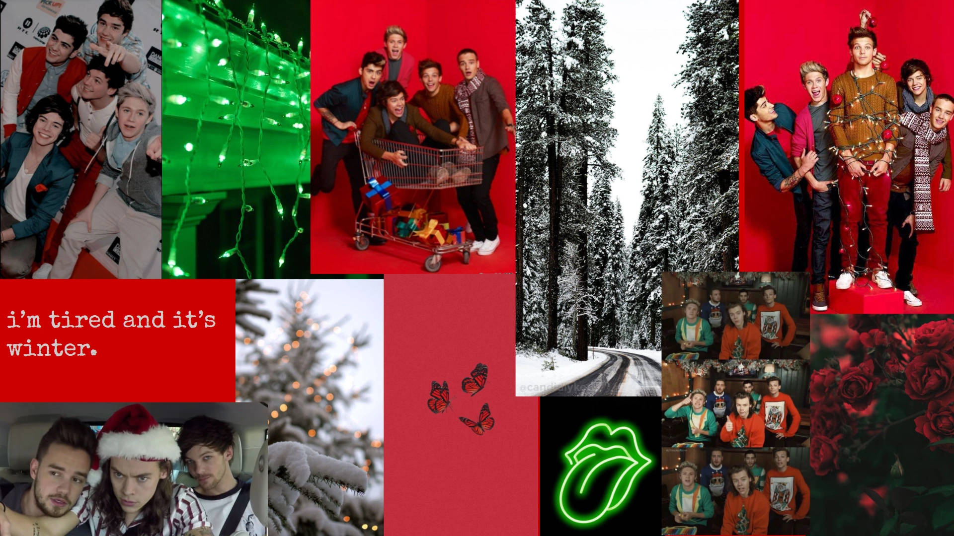One Direction Krismasi Kolaji Picha ya Ukuta