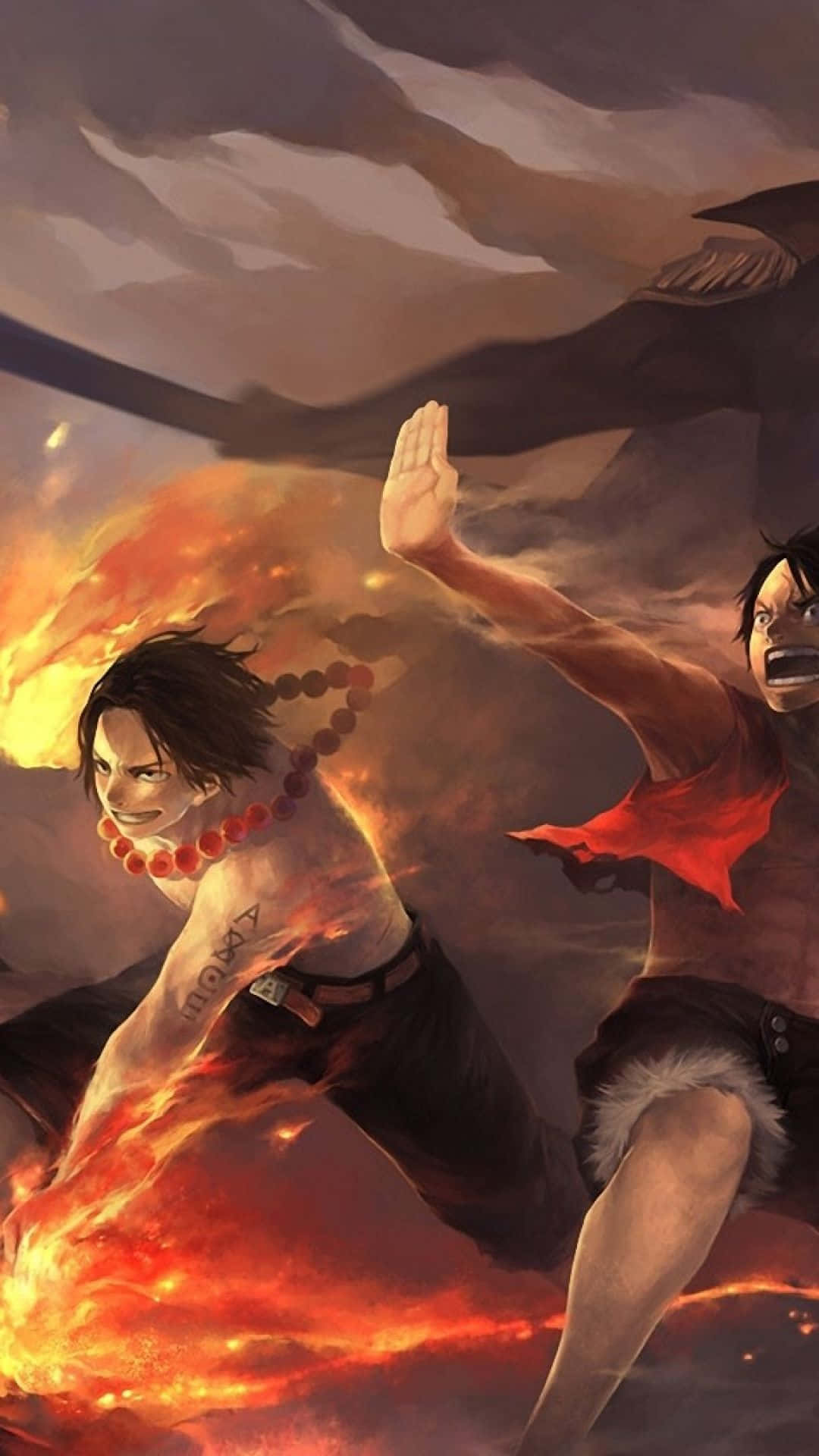 One Piece Ace na Luffy Simu Picha ya Ukuta