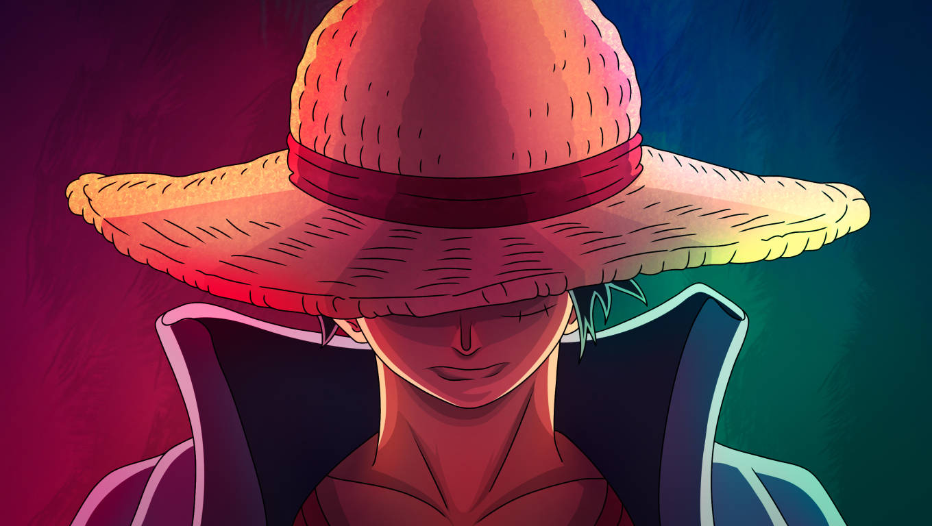 One Piece Kompyuta Meza Nyekundu Bluu Gradient Picha ya Ukuta