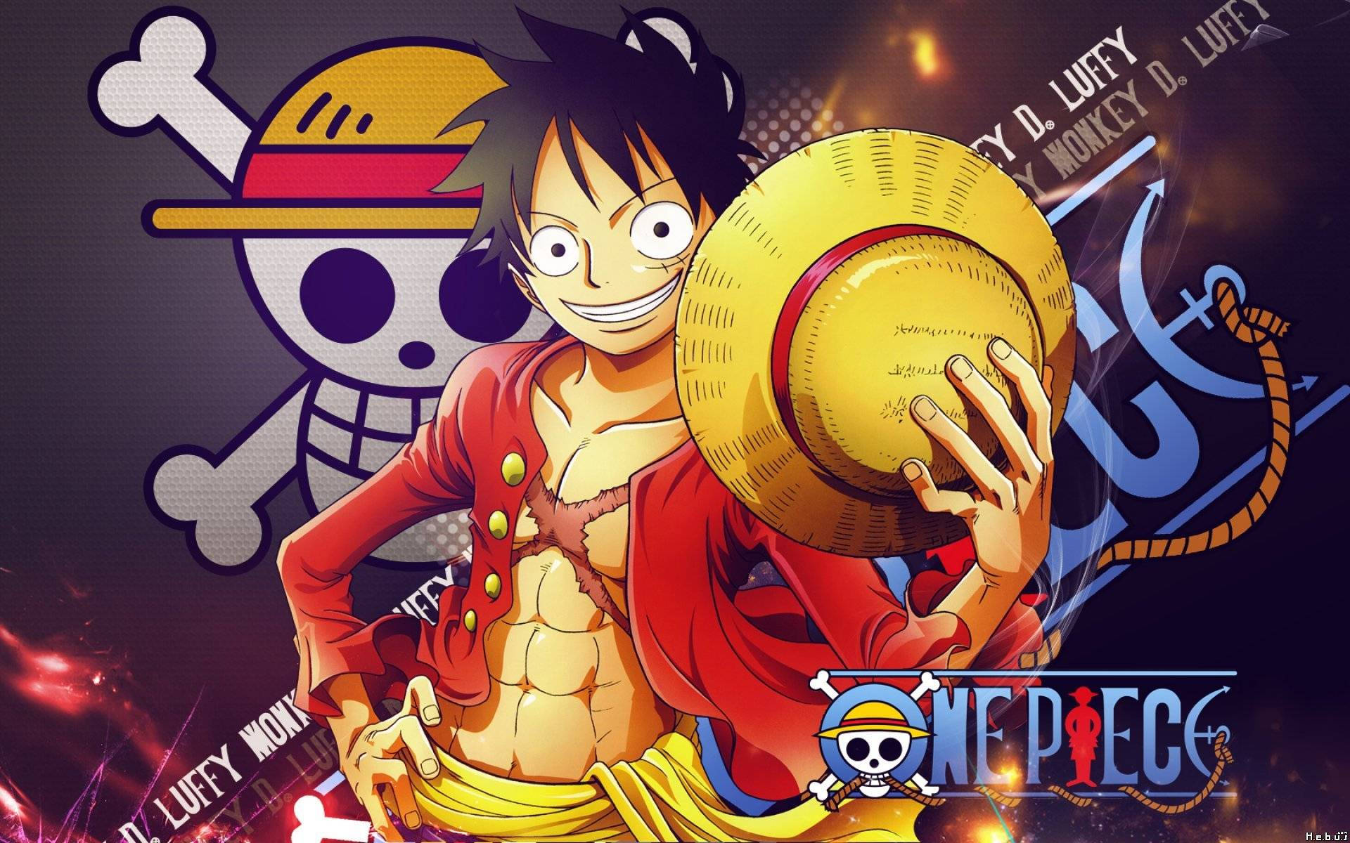One Piece Luffy Akiwa na Fuvu la Chopper Picha ya Ukuta