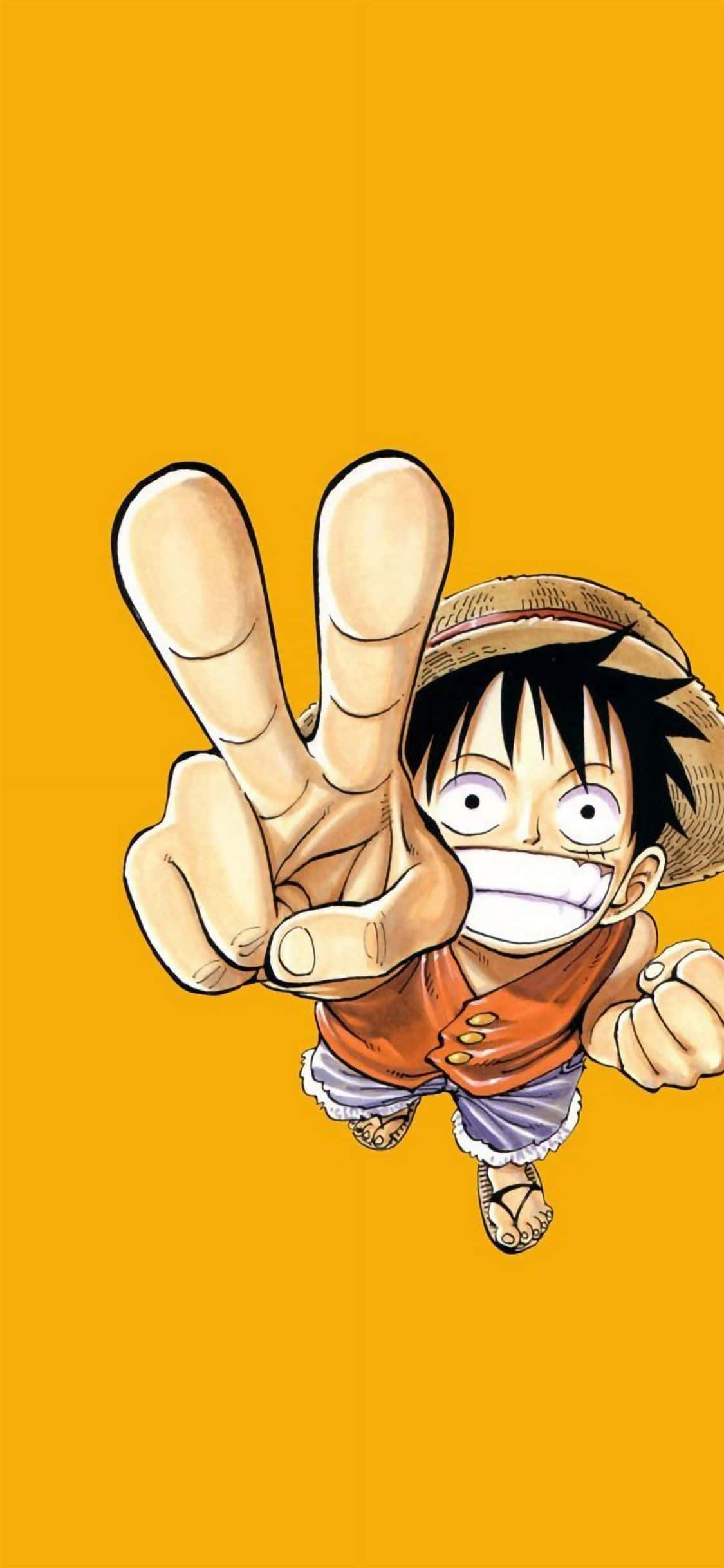 One Piece Luffy Piece Sign Picture Picha ya Ukuta