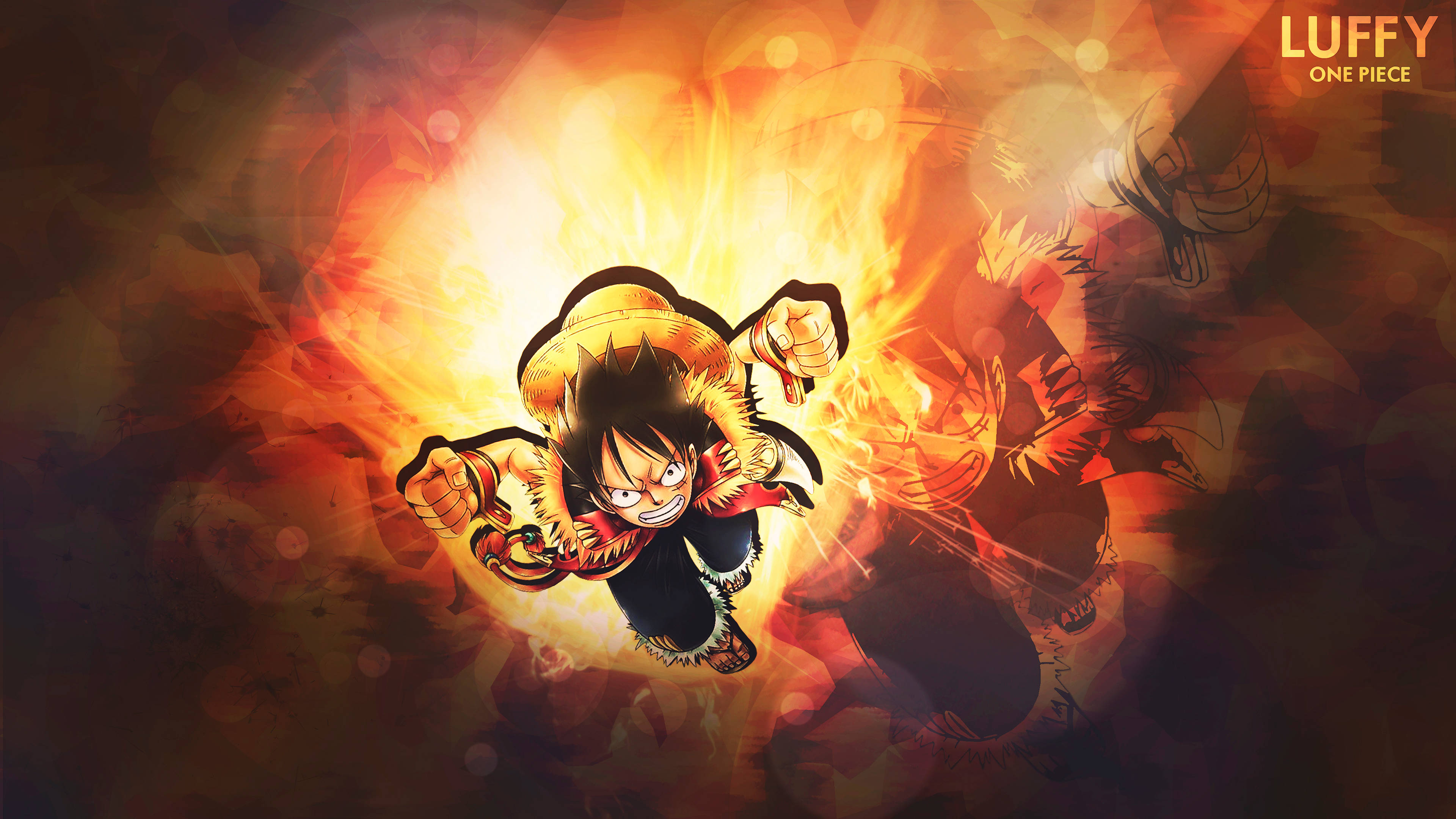 One Piece Luffy Sanaa ya Moto Picha ya Ukuta